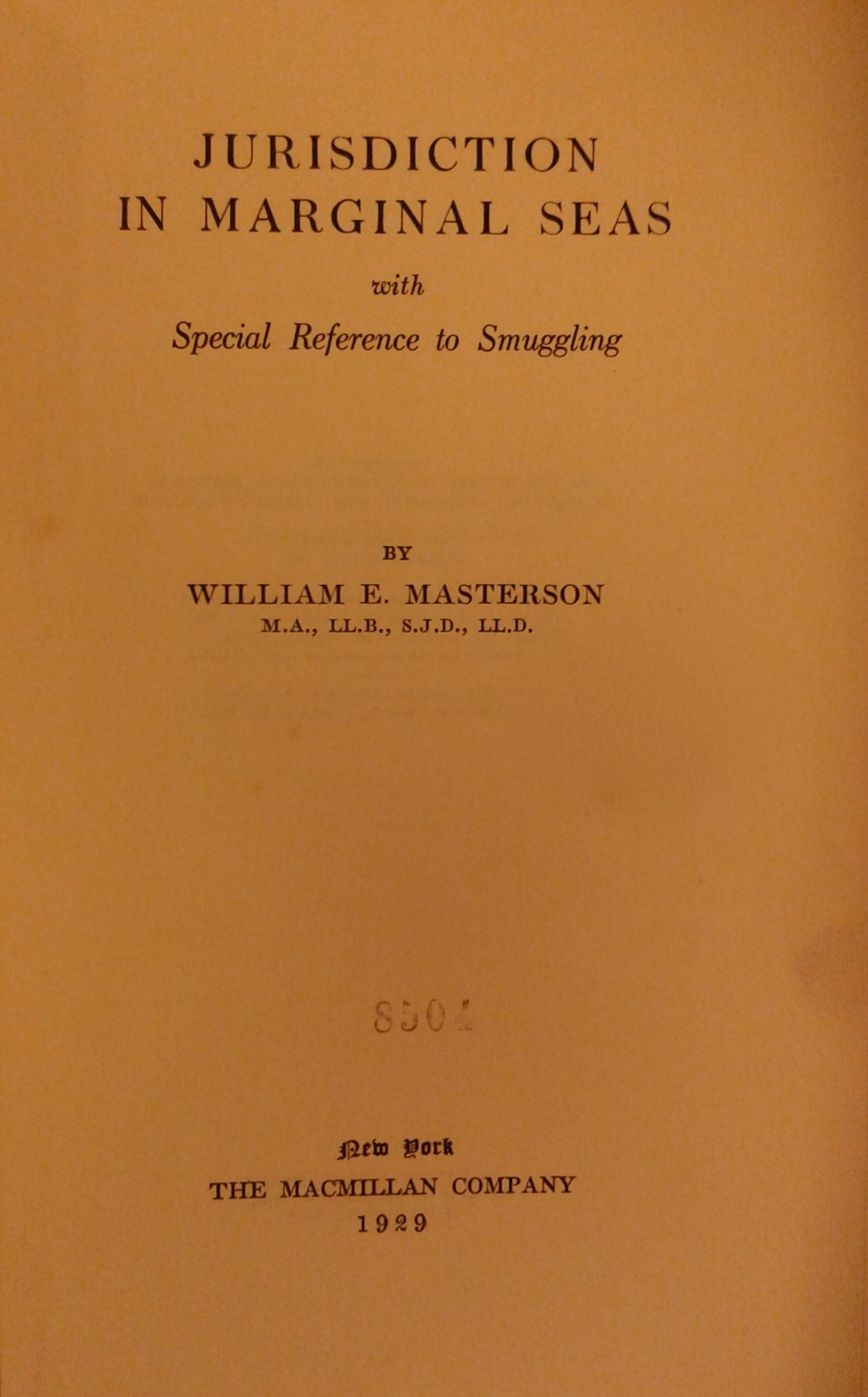 Jurisdiction in marginal seas with special referen