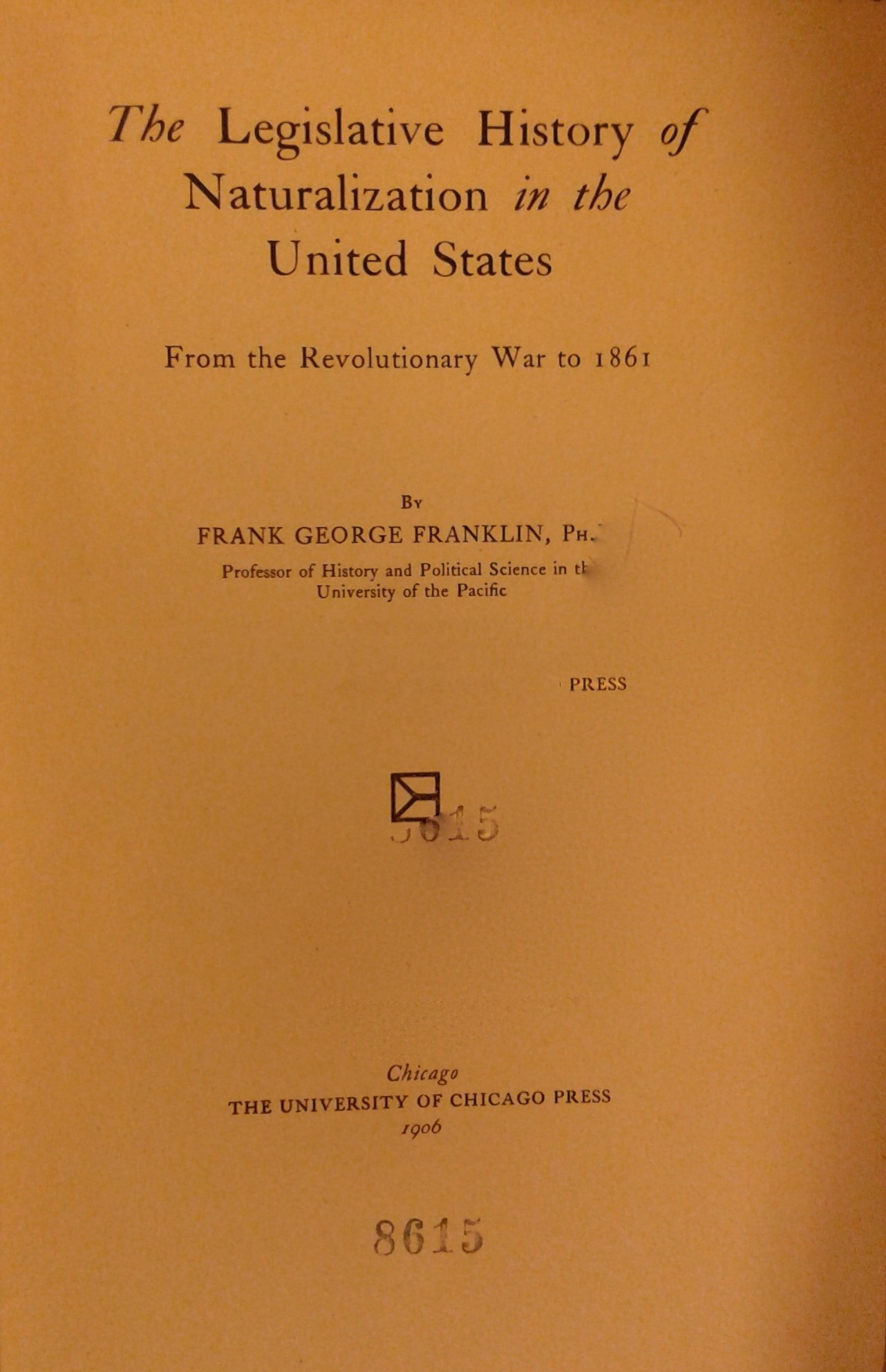 The legislative history of the naturalization in t