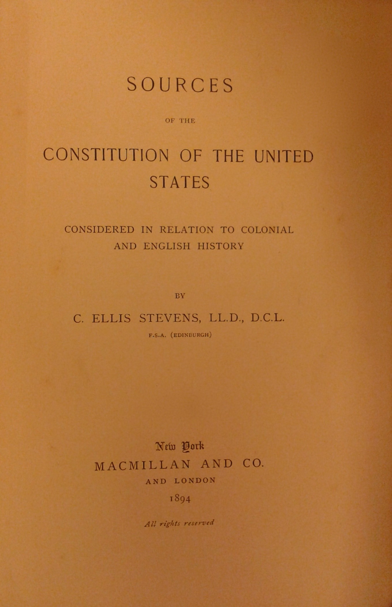 Sources of the Constitution of the United States 