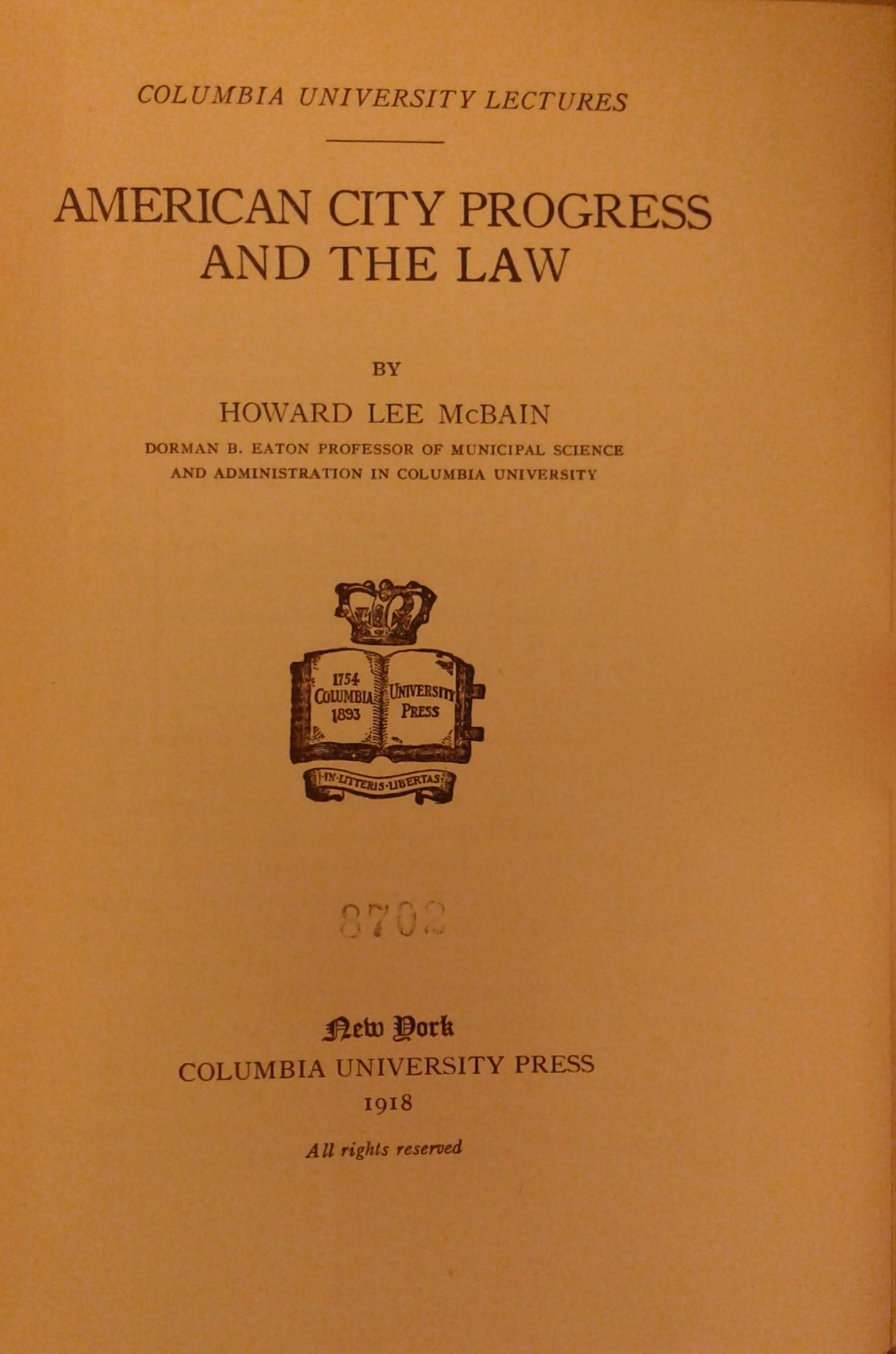 American city progress and the law