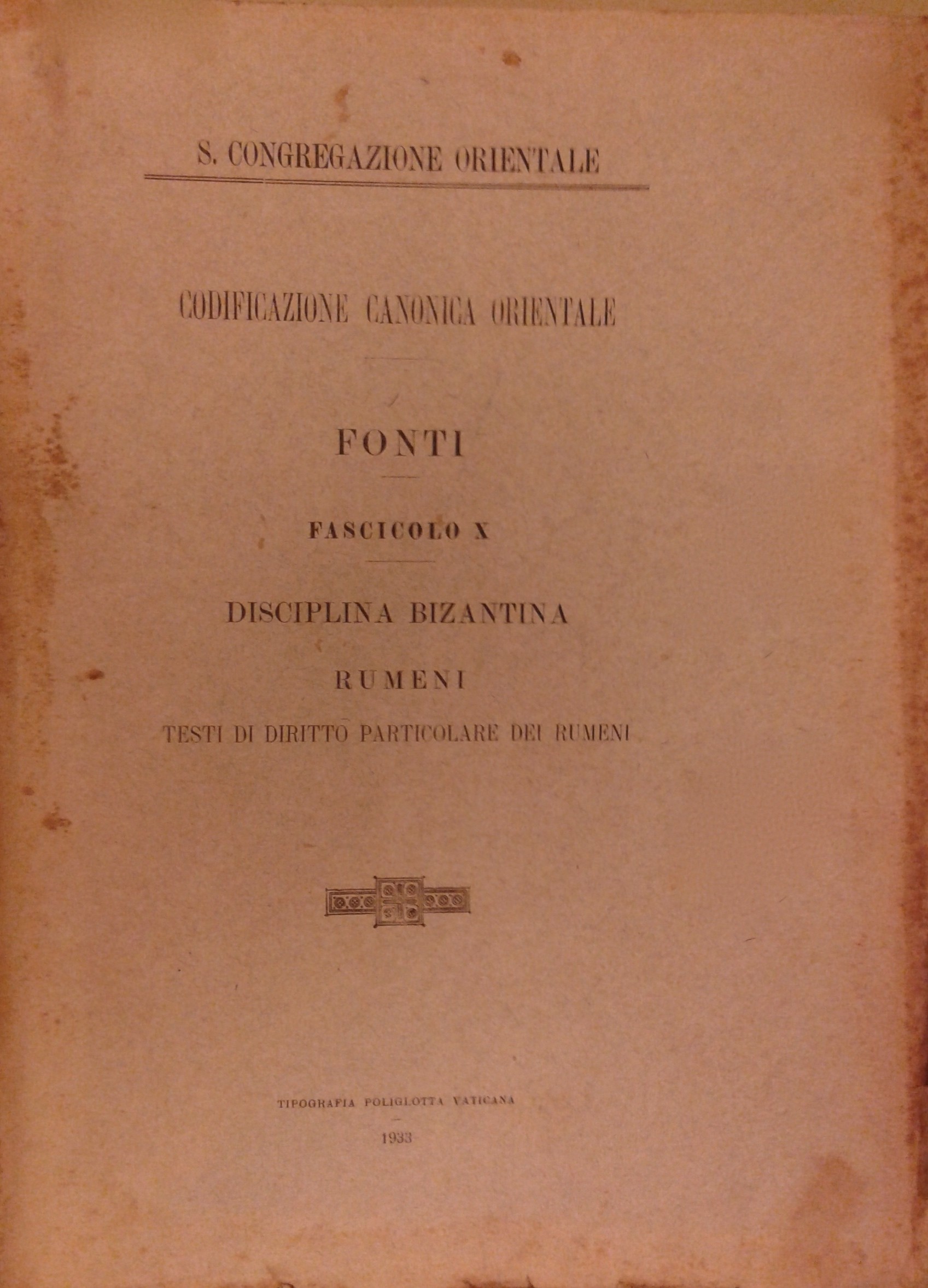 Codificazione canonica orientale. Fonti. 