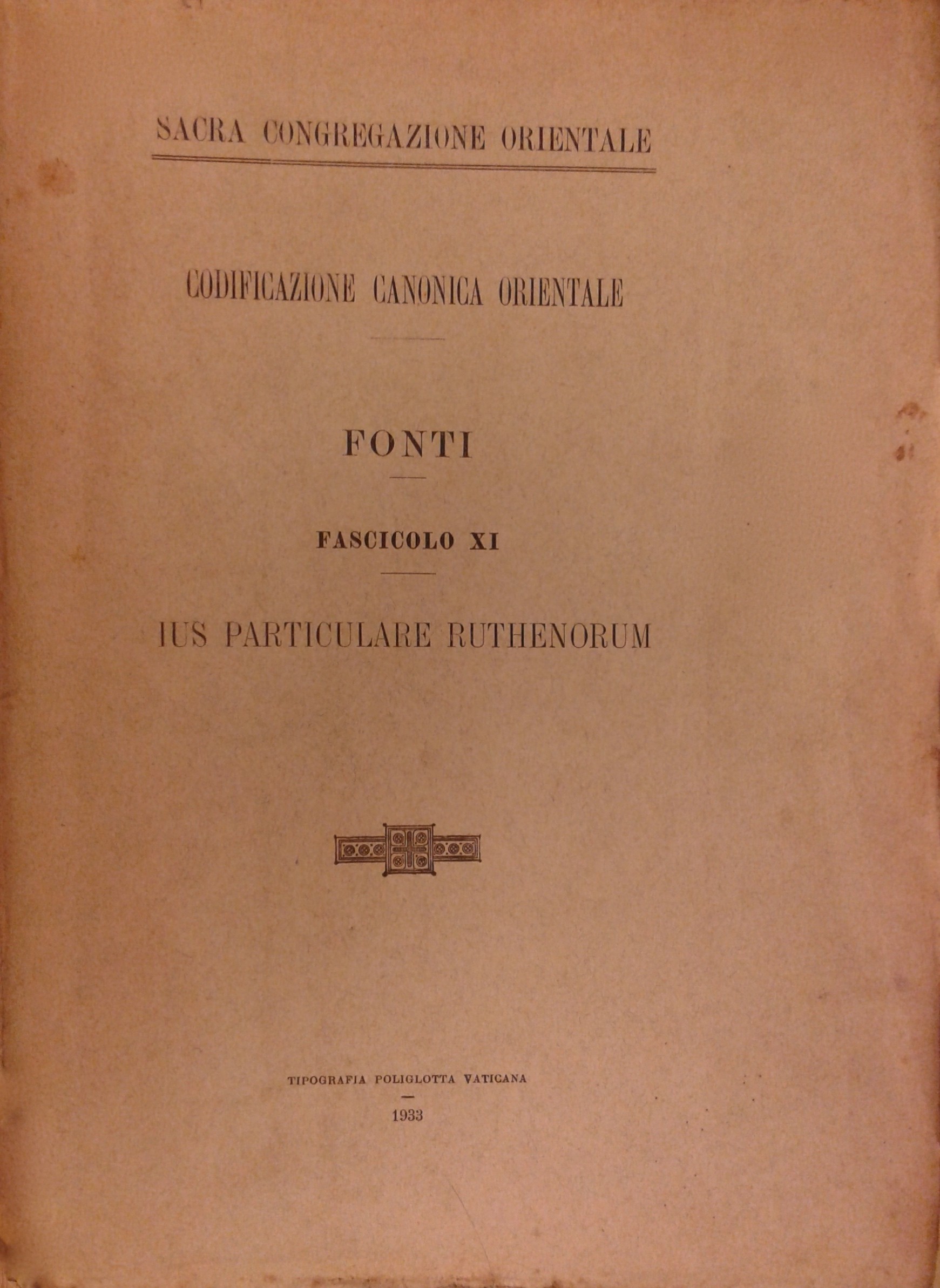 Codificazione canonica orientale. Fonti. 
