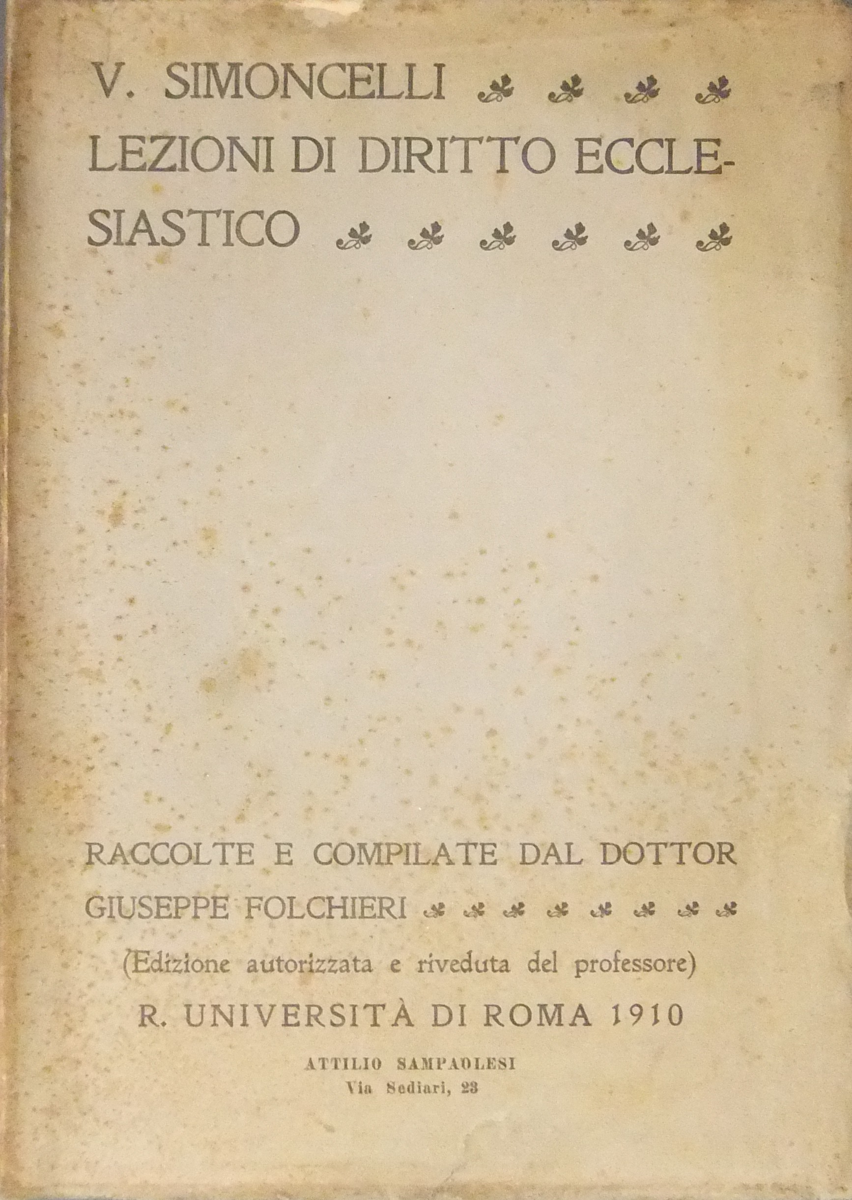 Lezioni di diritto ecclesiastico.