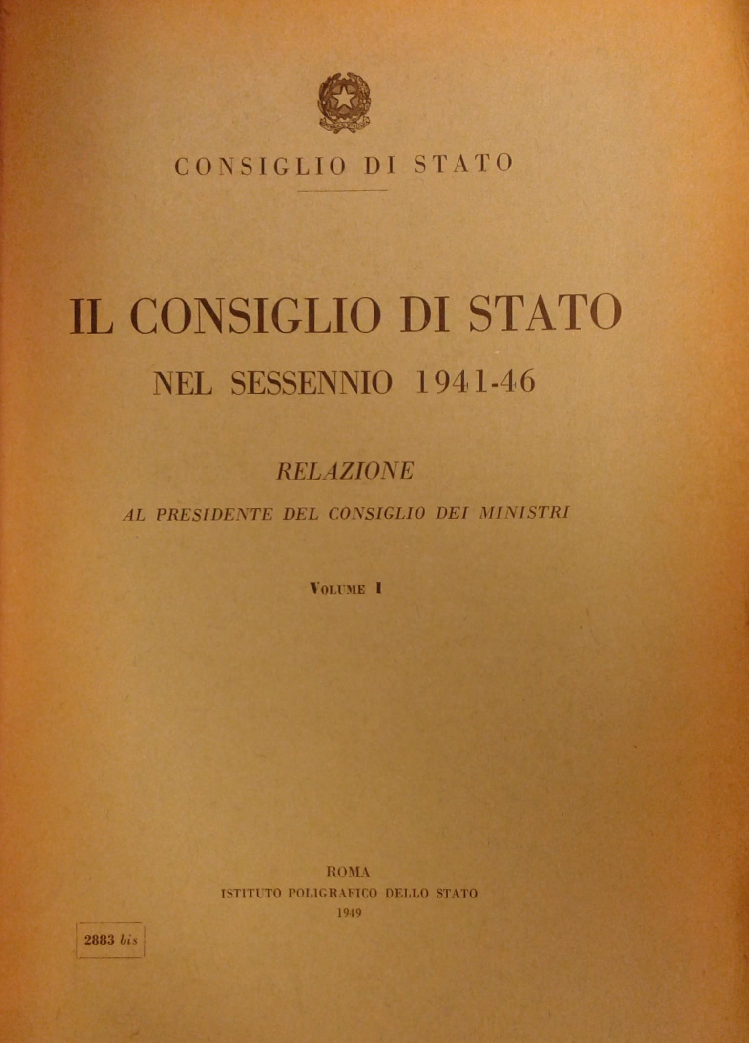 Il Consiglio di Stato nel sessennio 1941-1946. Rel