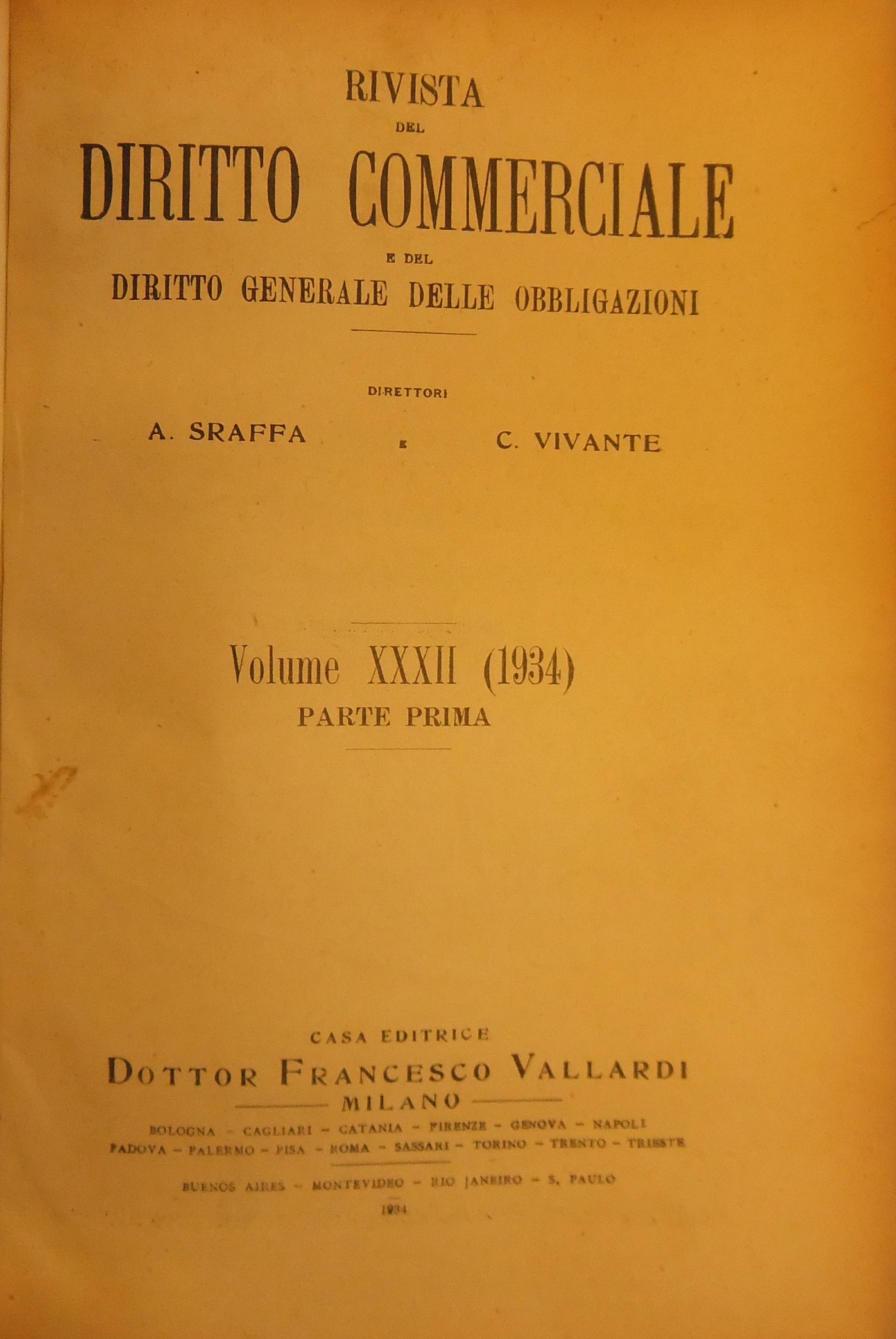 Rivista del Diritto Commerciale e del diritto generale delle obbligazioni.