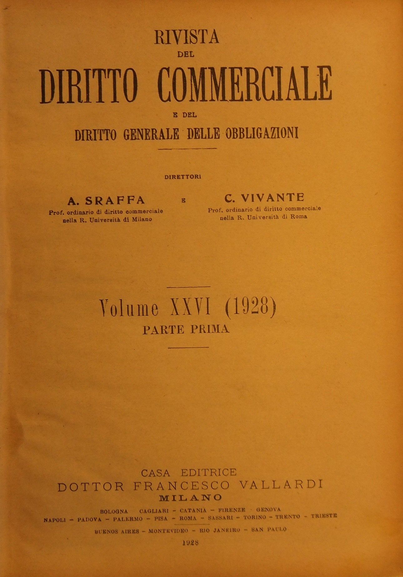 Rivista del Diritto Commerciale e del diritto generale delle obbligazioni.