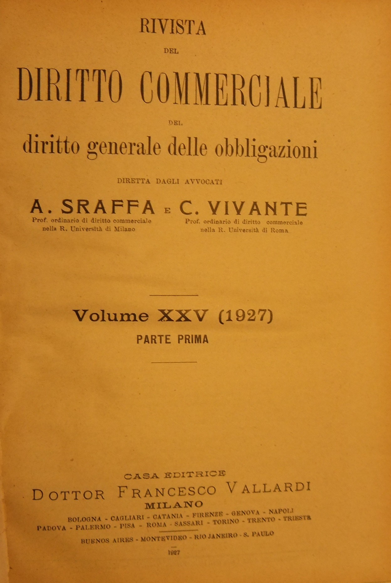 Rivista del Diritto Commerciale e del diritto generale delle obbligazioni.