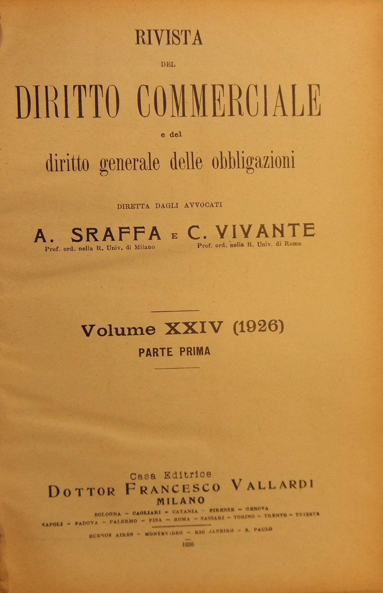 Rivista del Diritto Commerciale e del diritto generale delle obbligazioni.