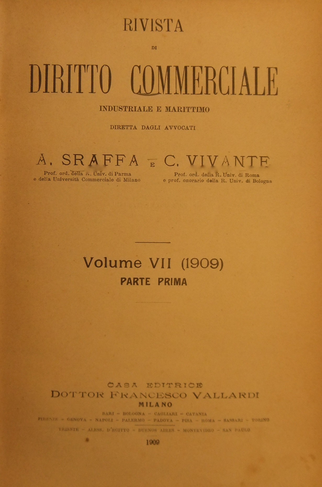 Rivista del Diritto Commerciale e del diritto generale delle obbligazioni.