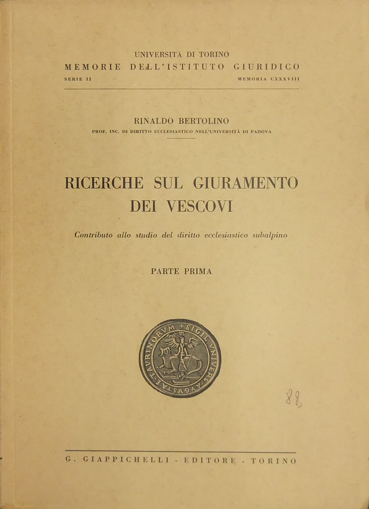 Ricerche sul giuramento dei vescovi. 