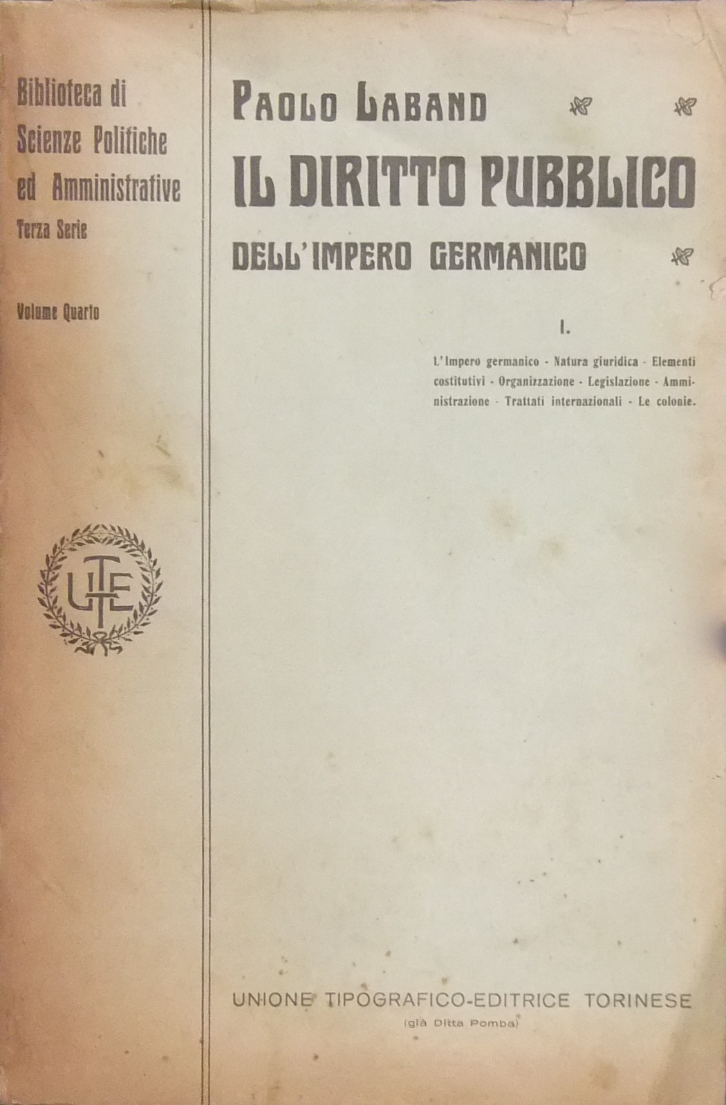 Il diritto pubblico dell'Impero Germanico.