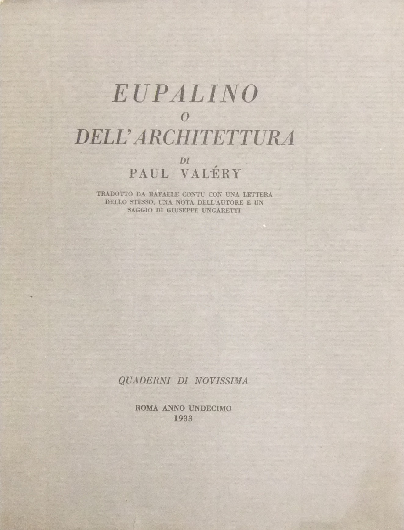 Eupalino o dell'architettura.