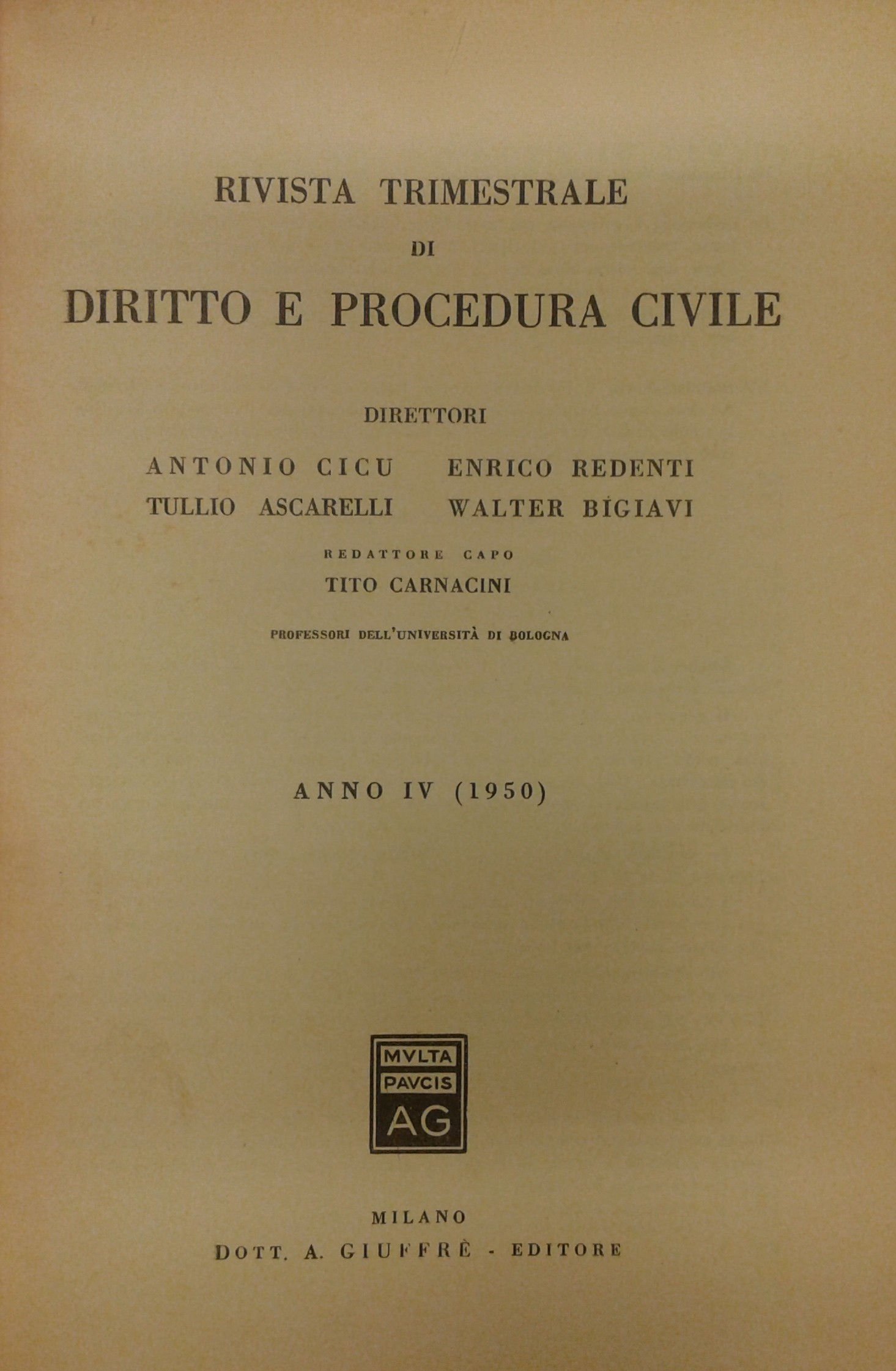Rivista trimestrale di diritto e procedura civile.