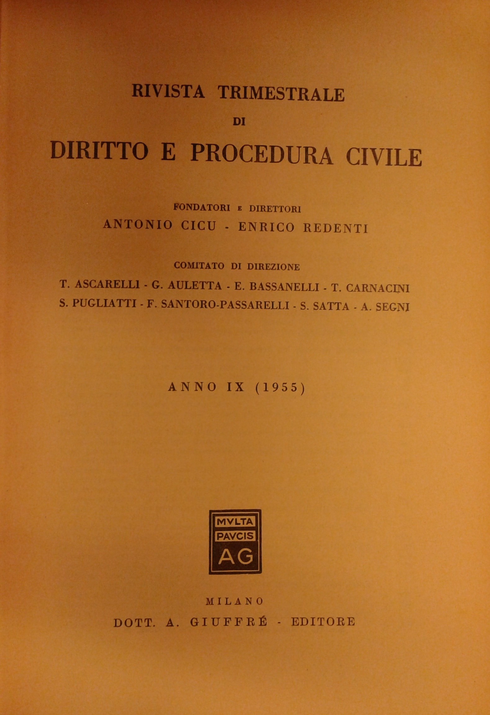Rivista trimestrale di diritto e procedura civile.