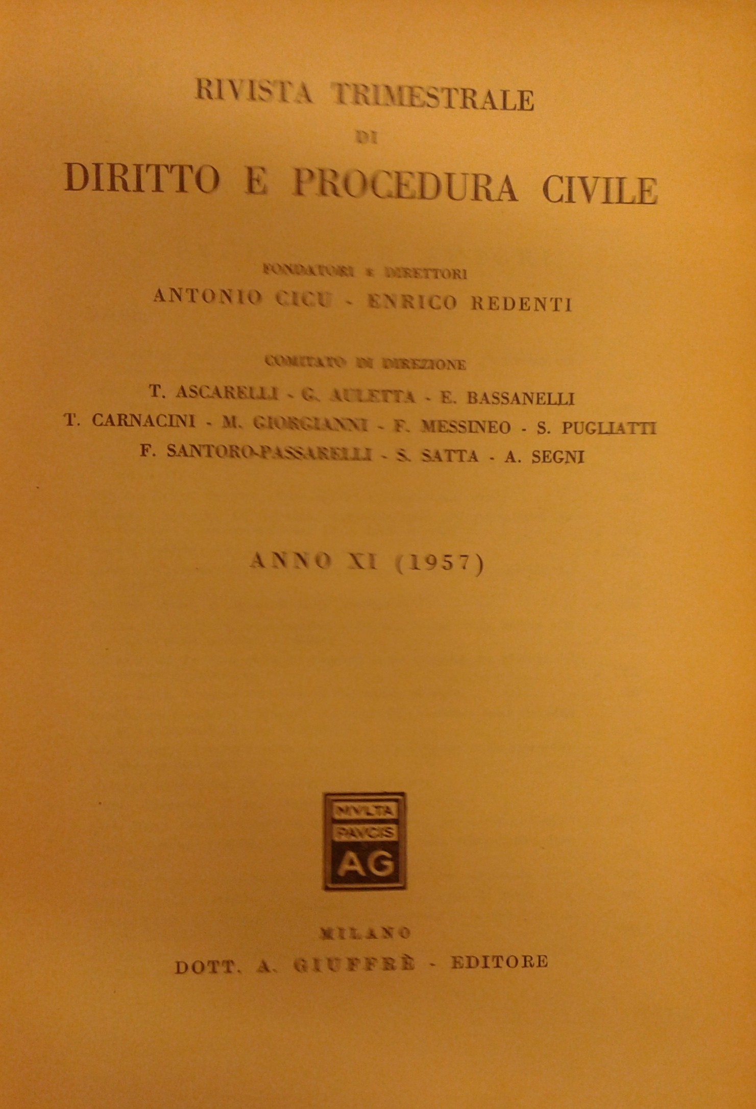 Rivista trimestrale di diritto e procedura civile.