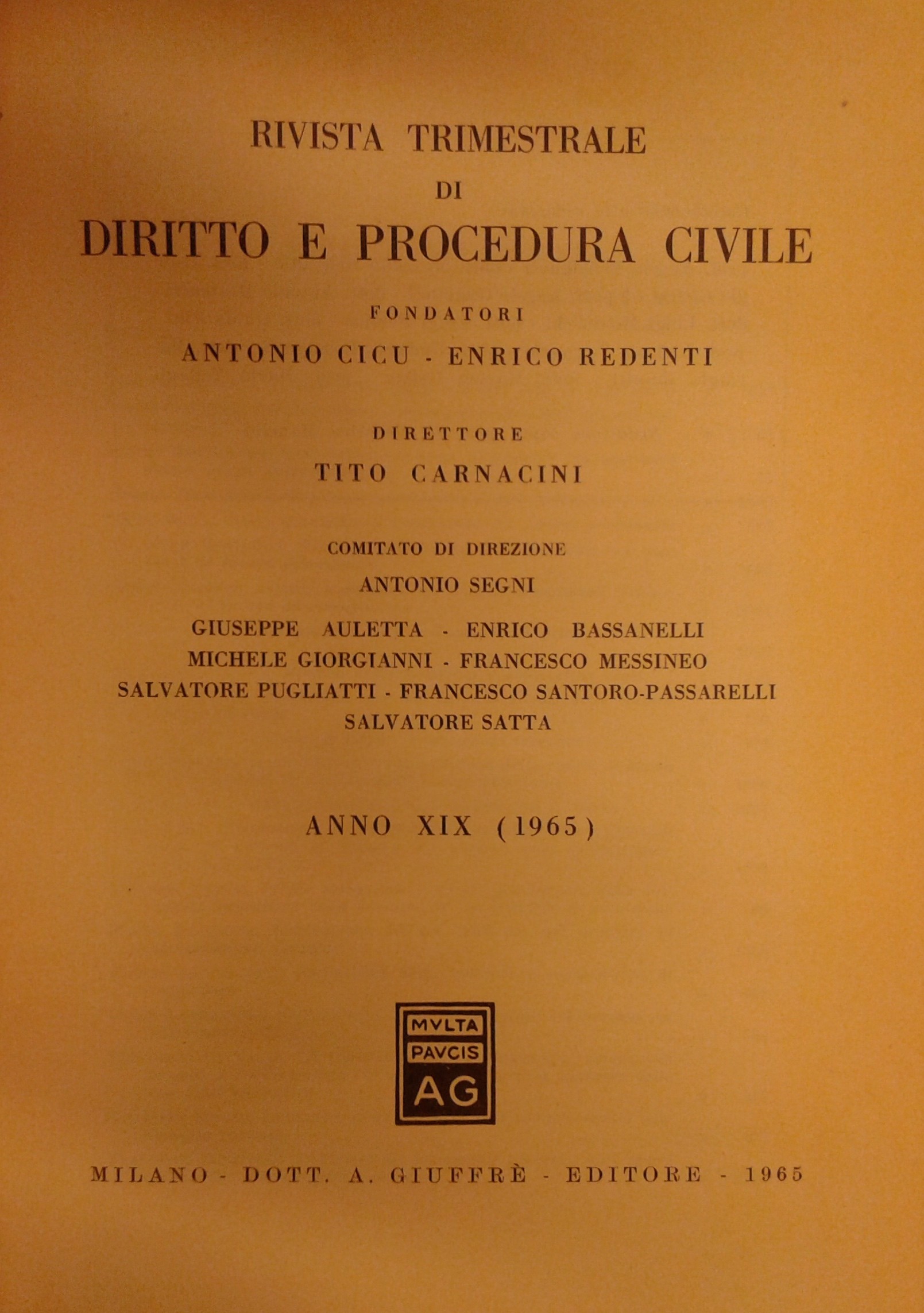 Rivista trimestrale di diritto e procedura civile.