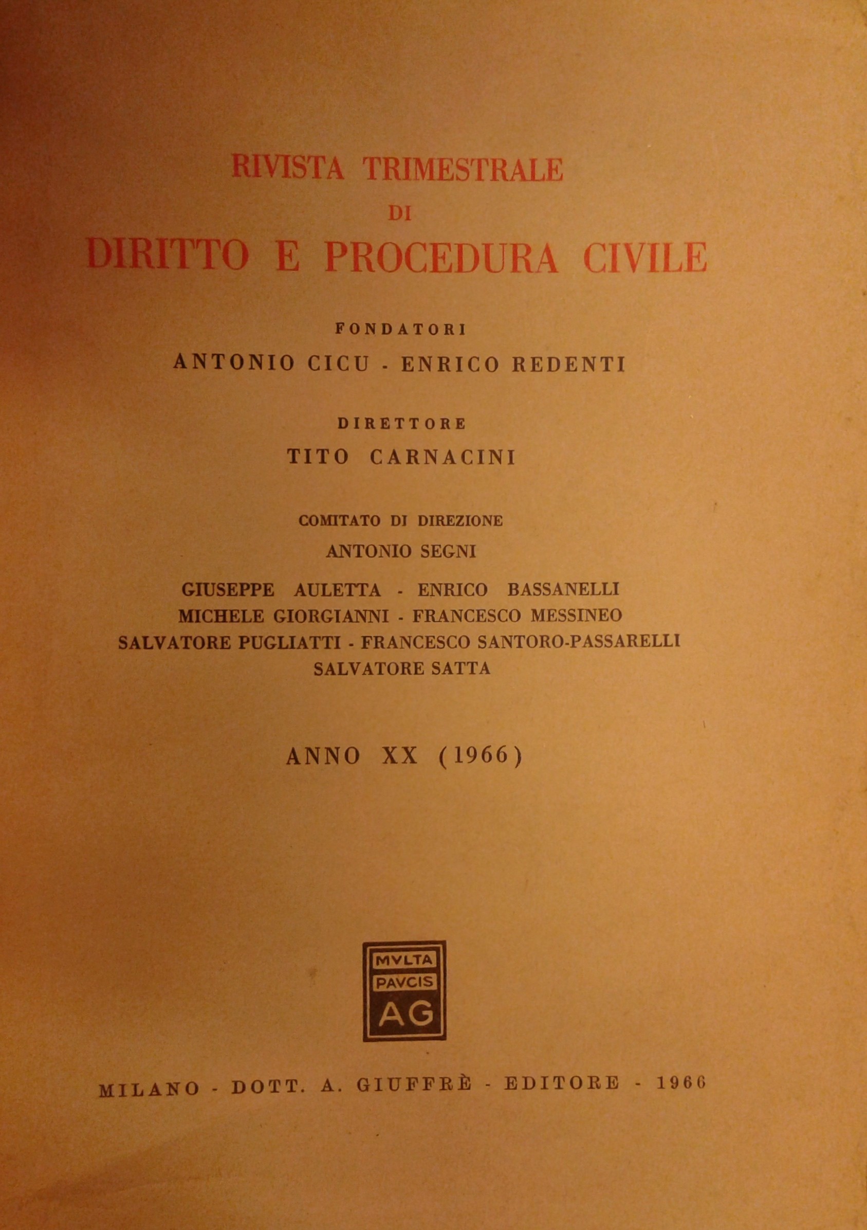 Rivista trimestrale di diritto e procedura civile.