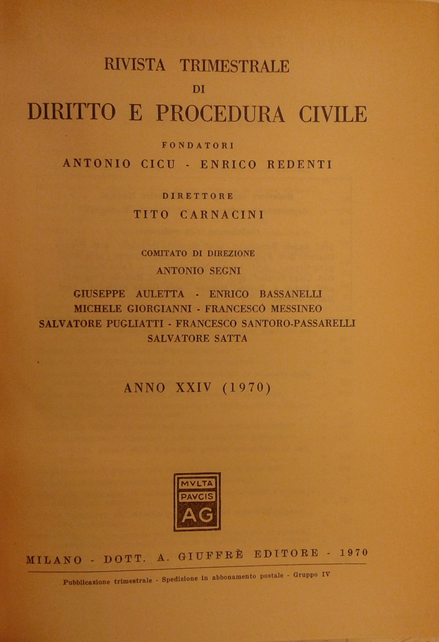 Rivista trimestrale di diritto e procedura civile.