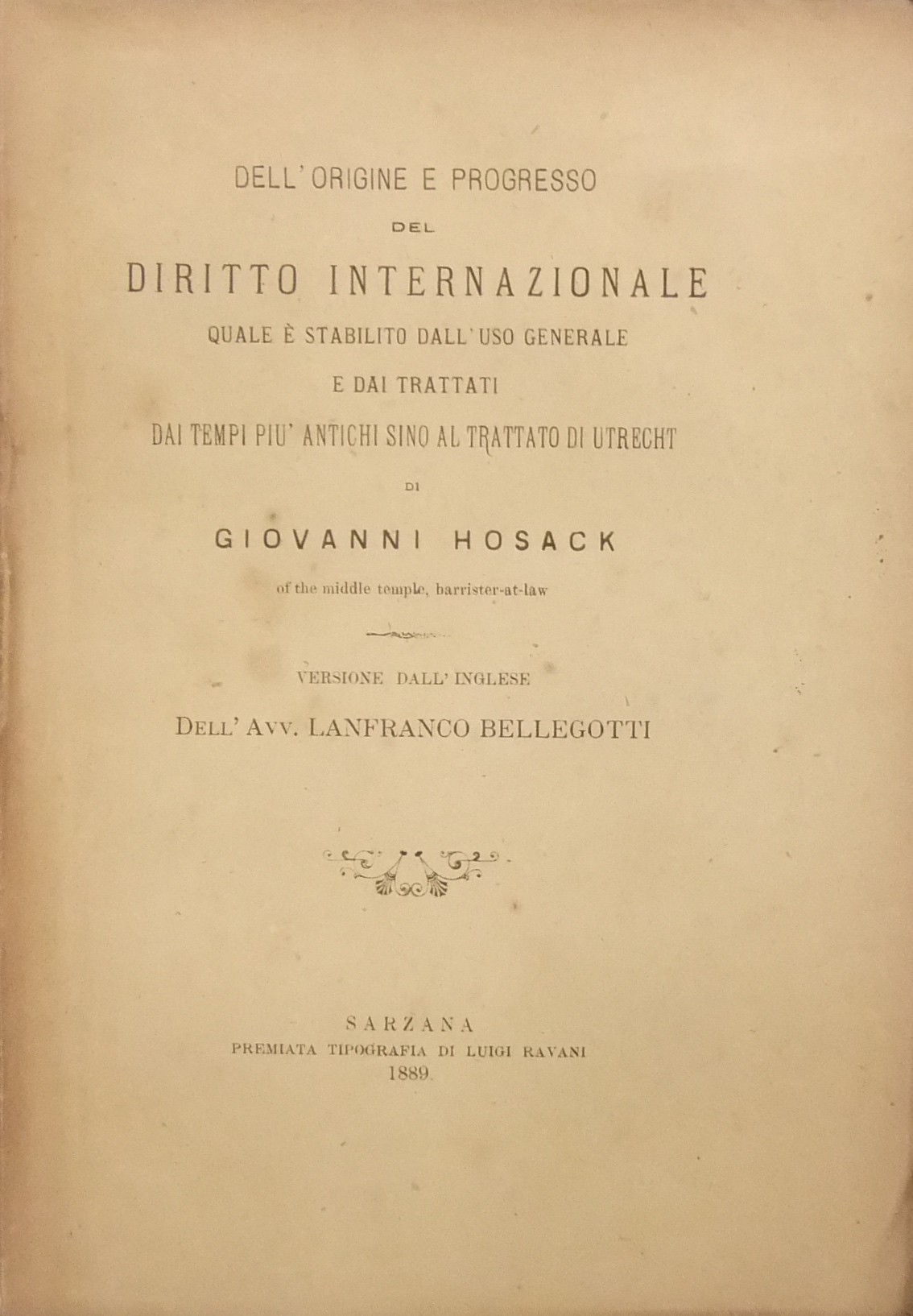 Dell'origine e progresso del diritto internazionale