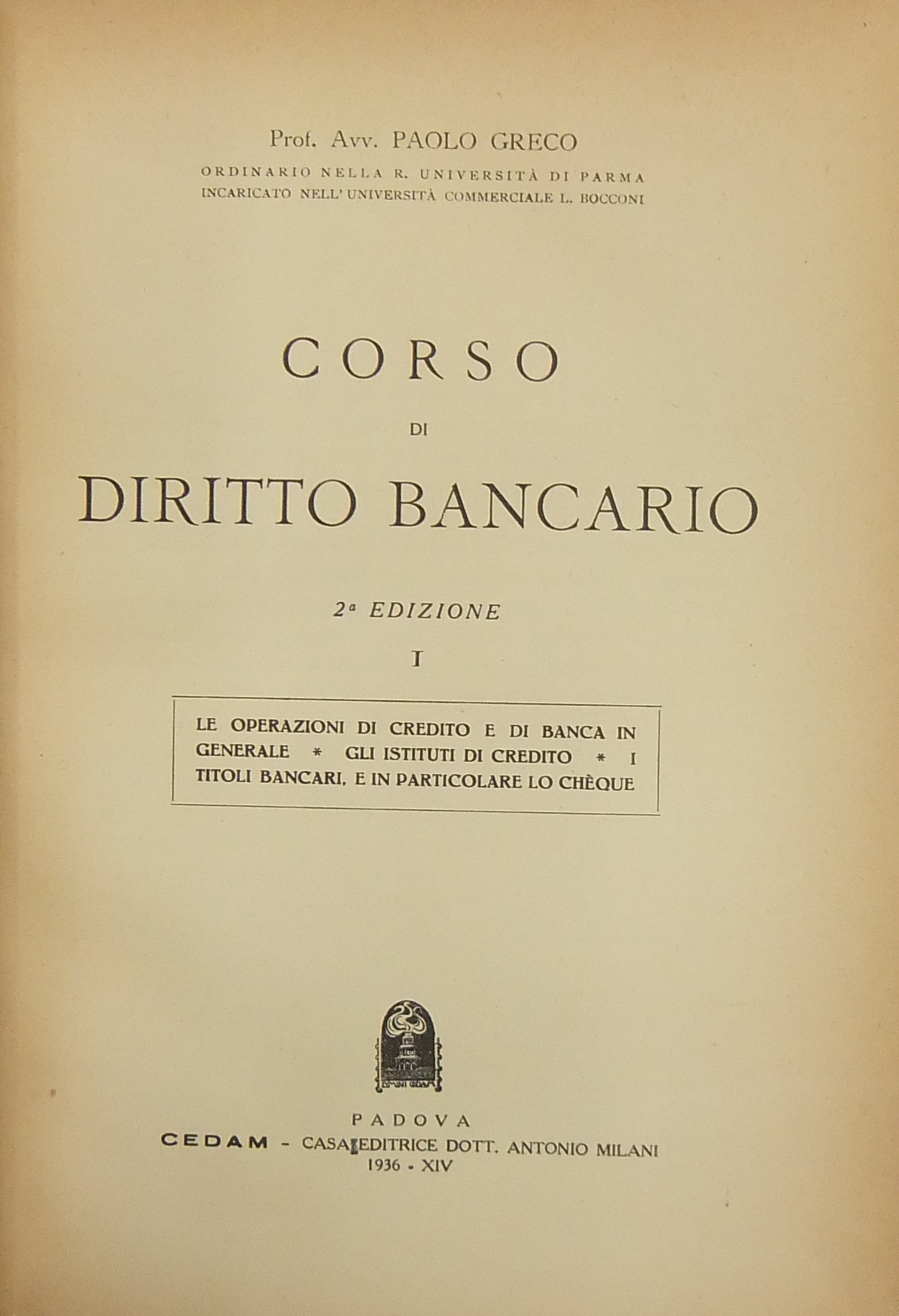 Corso di diritto bancario