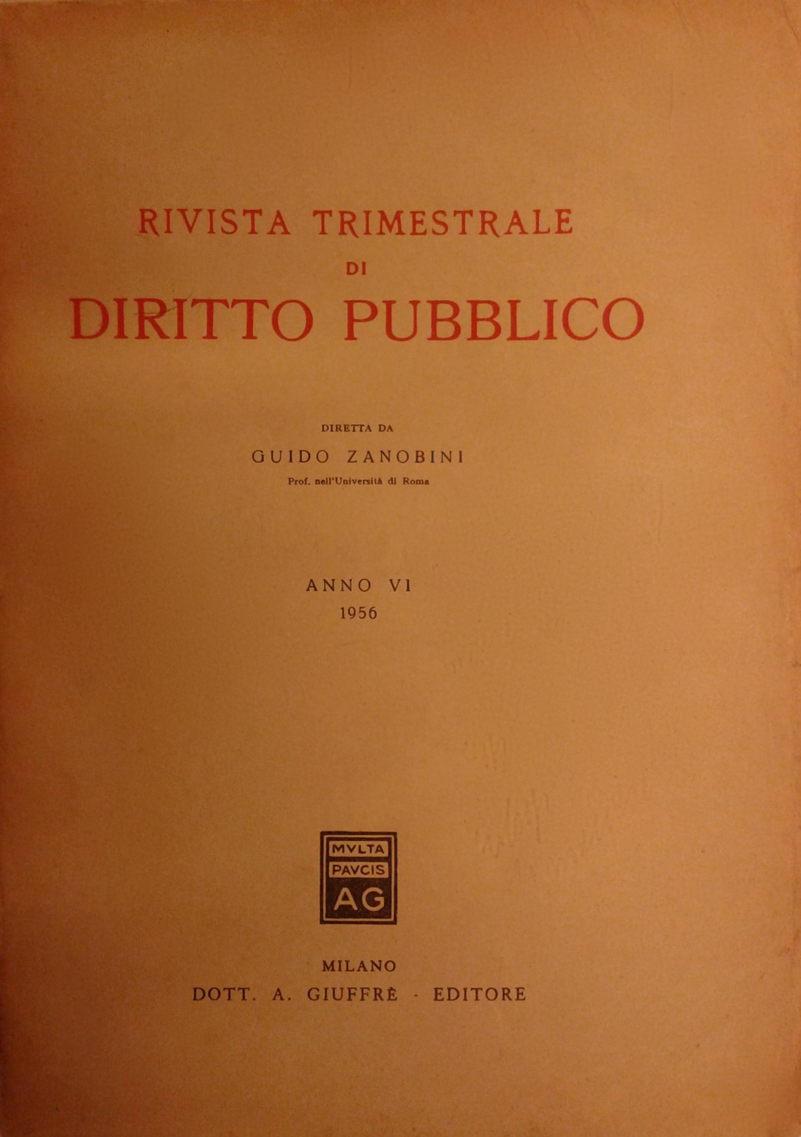 Rivista trimestrale di diritto pubblico.