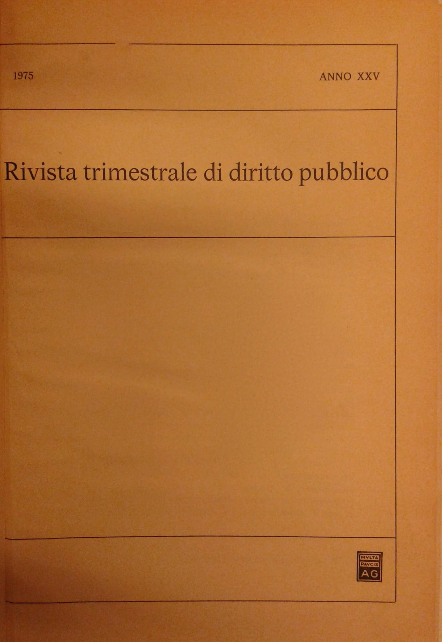 Rivista trimestrale di diritto pubblico.