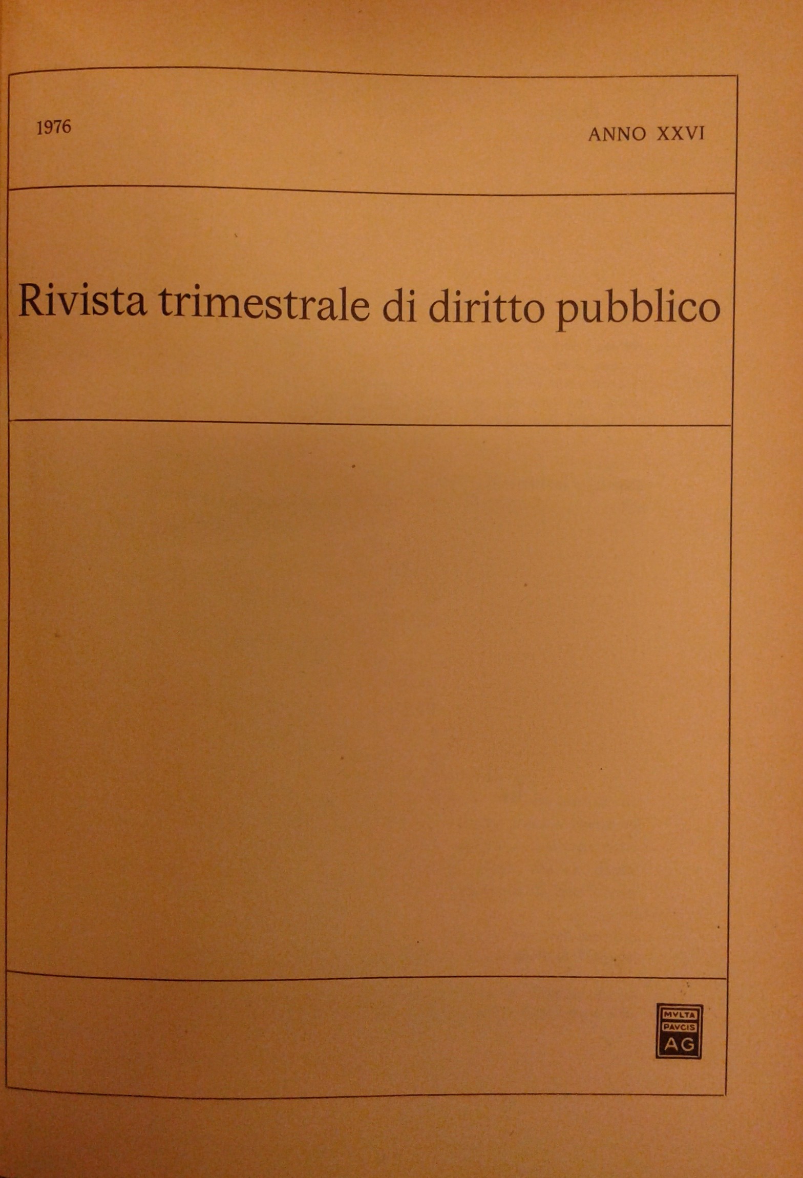 Rivista trimestrale di diritto pubblico.
