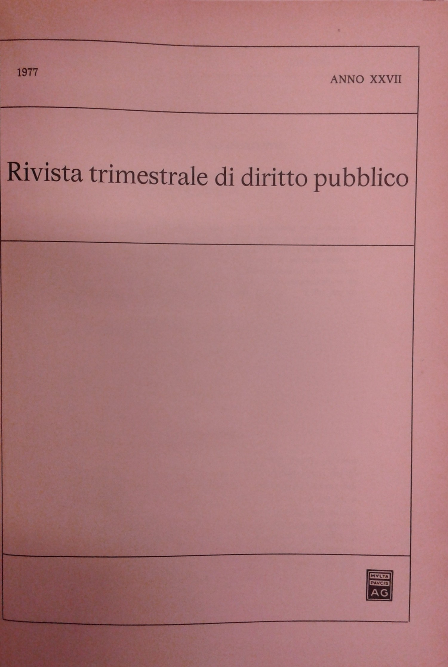 Rivista trimestrale di diritto pubblico.