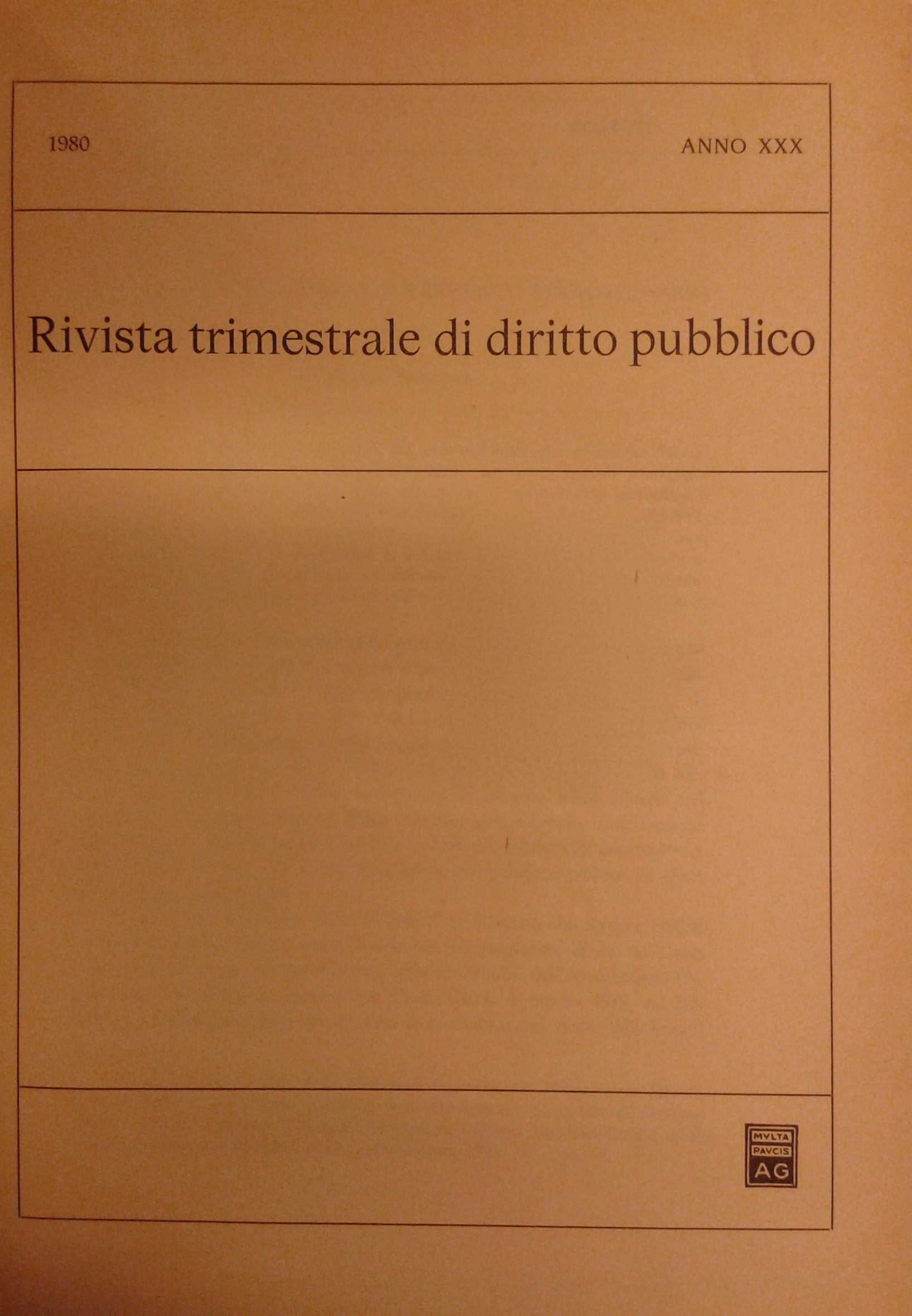 Rivista trimestrale di diritto pubblico.