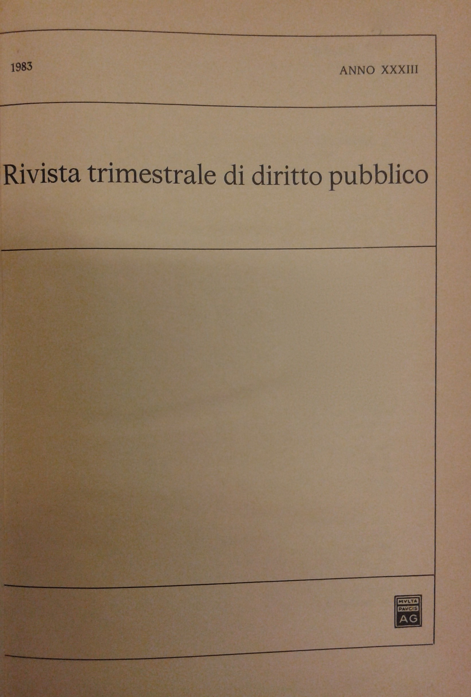 Rivista trimestrale di diritto pubblico.