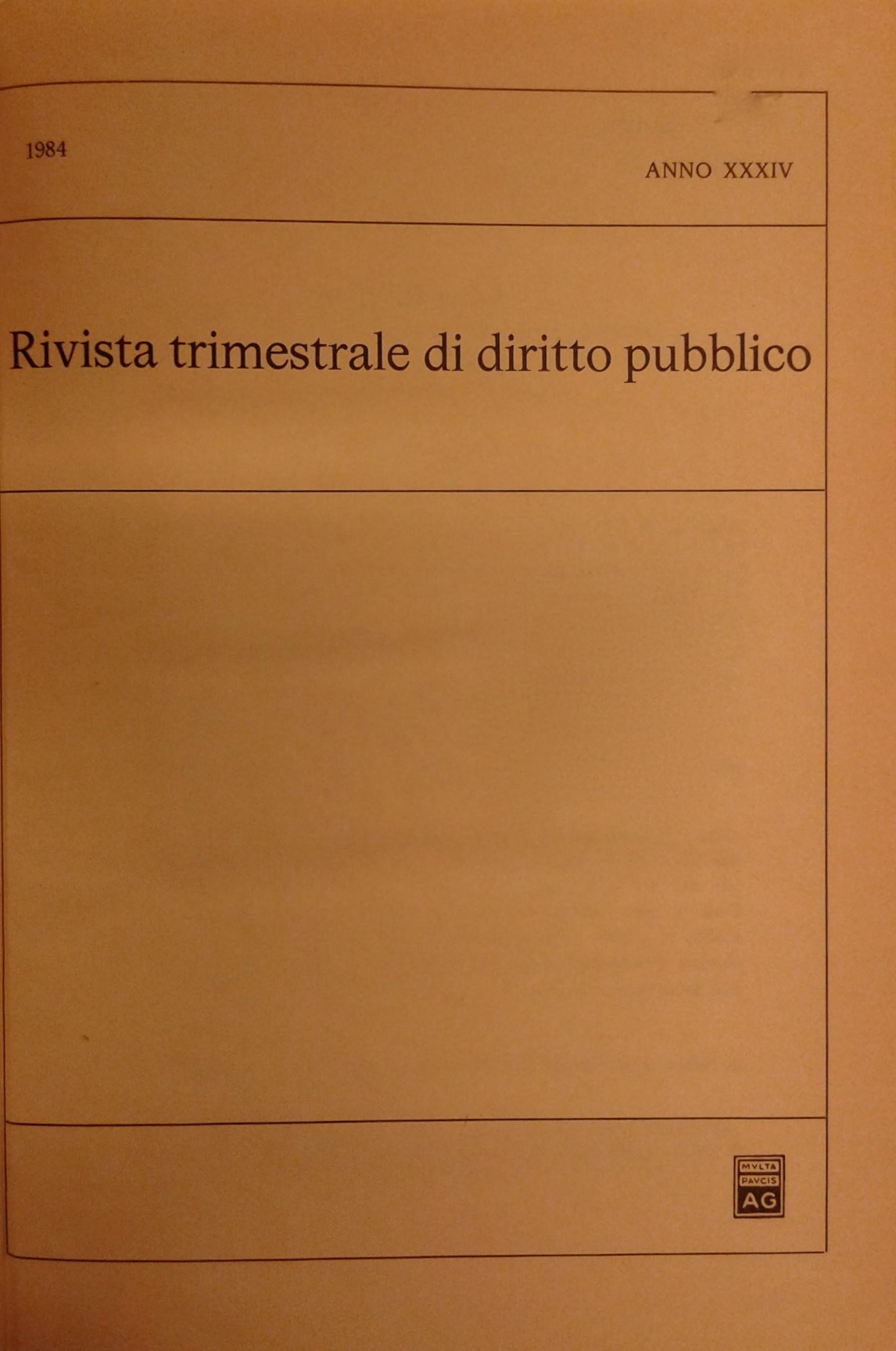 Rivista trimestrale di diritto pubblico.