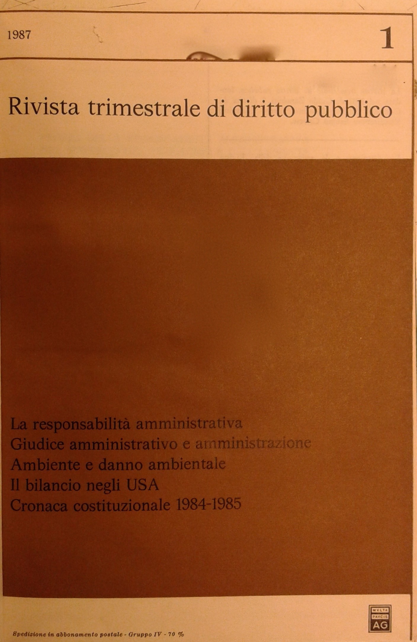 Rivista trimestrale di diritto pubblico.