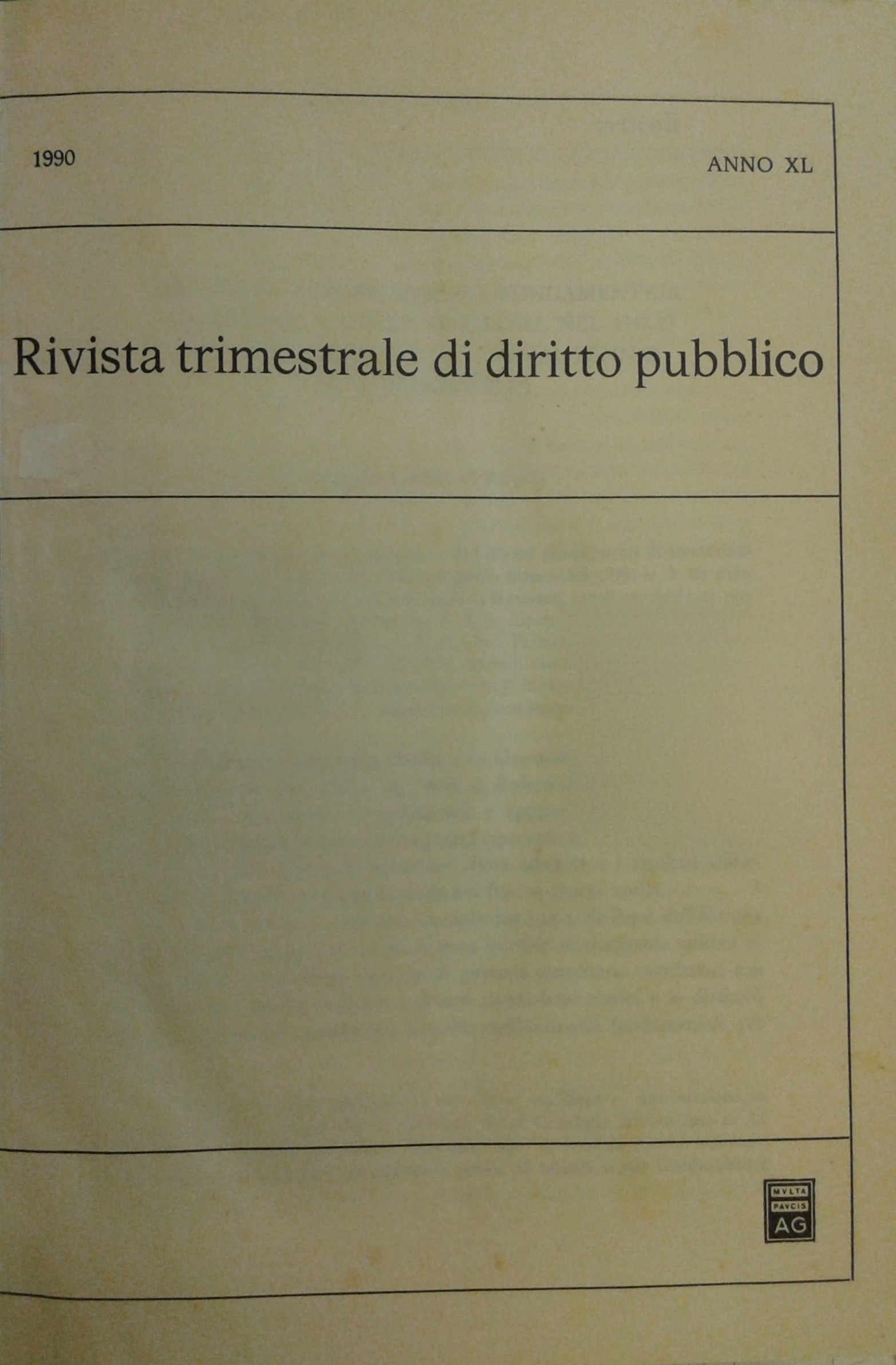 Rivista trimestrale di diritto pubblico.