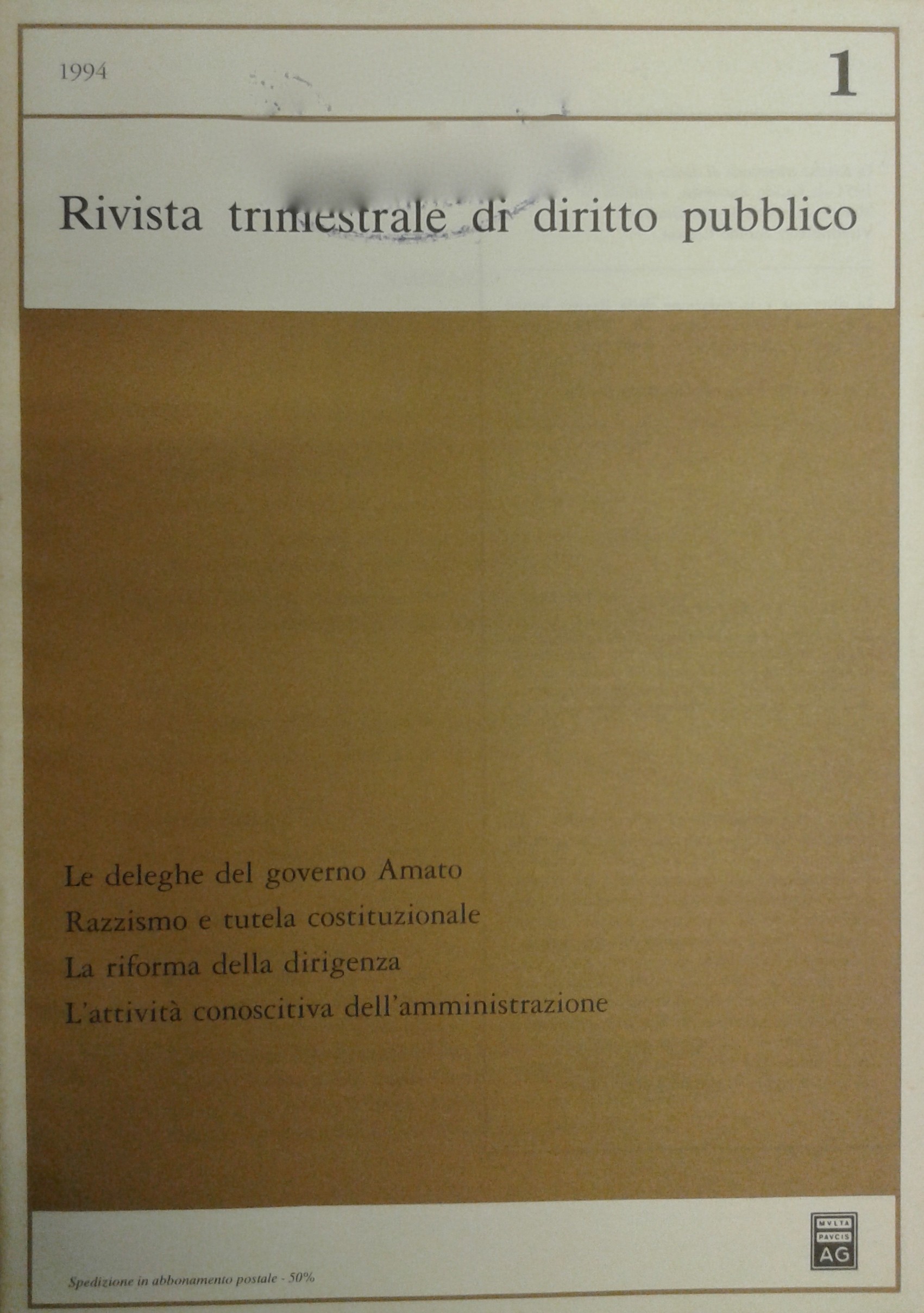 Rivista trimestrale di diritto pubblico.
