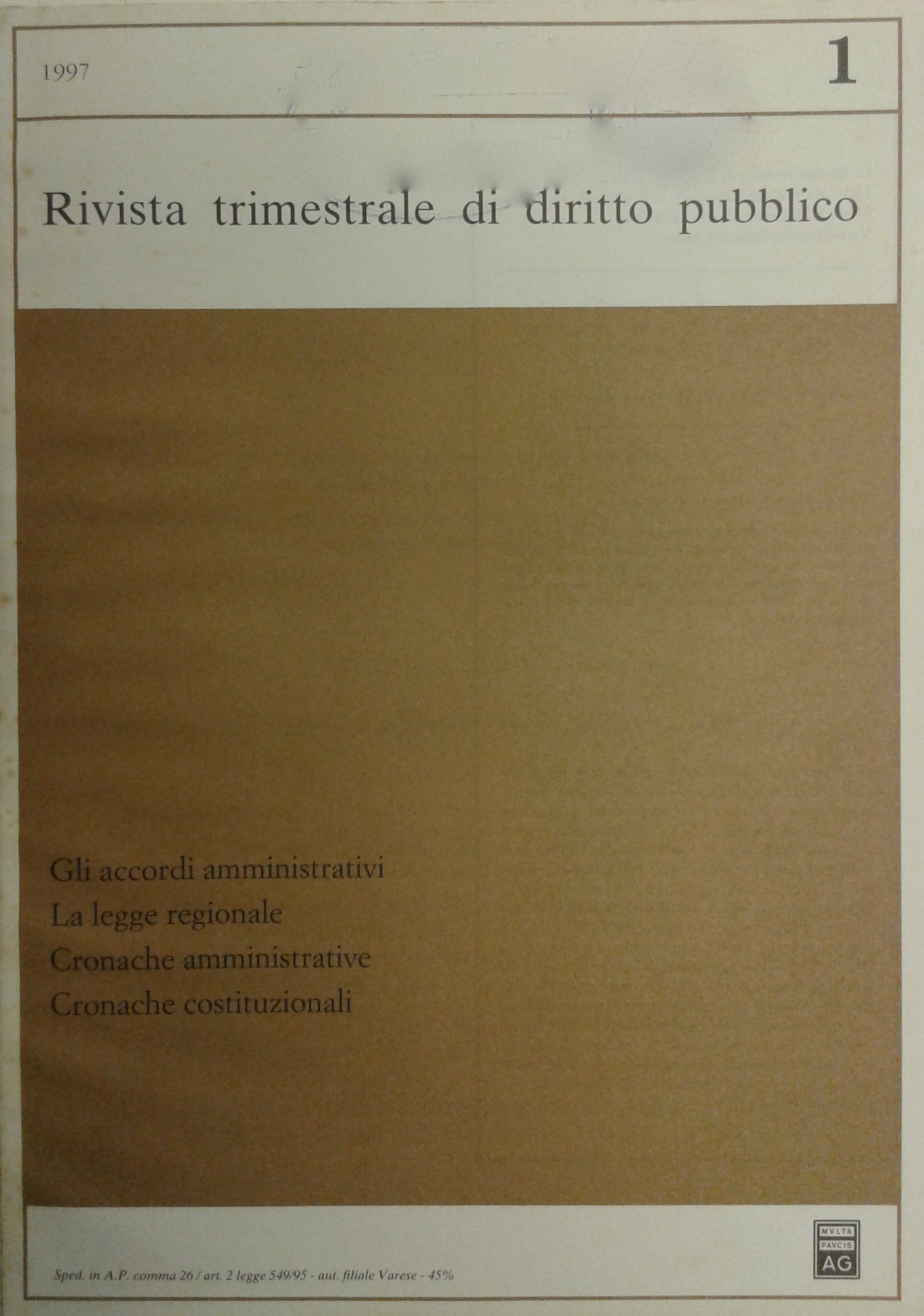 Rivista trimestrale di diritto pubblico.