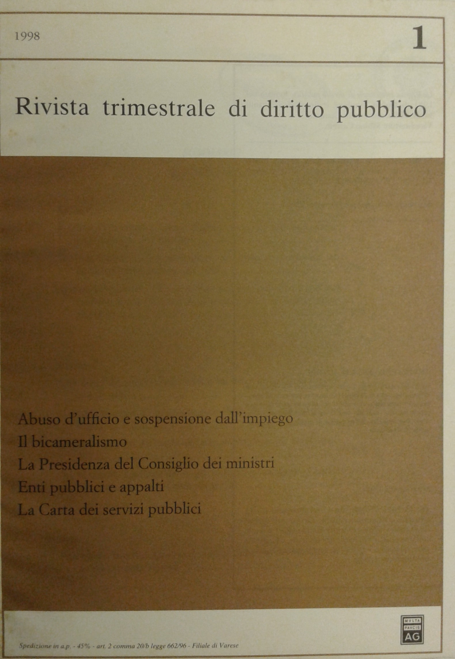 Rivista trimestrale di diritto pubblico.