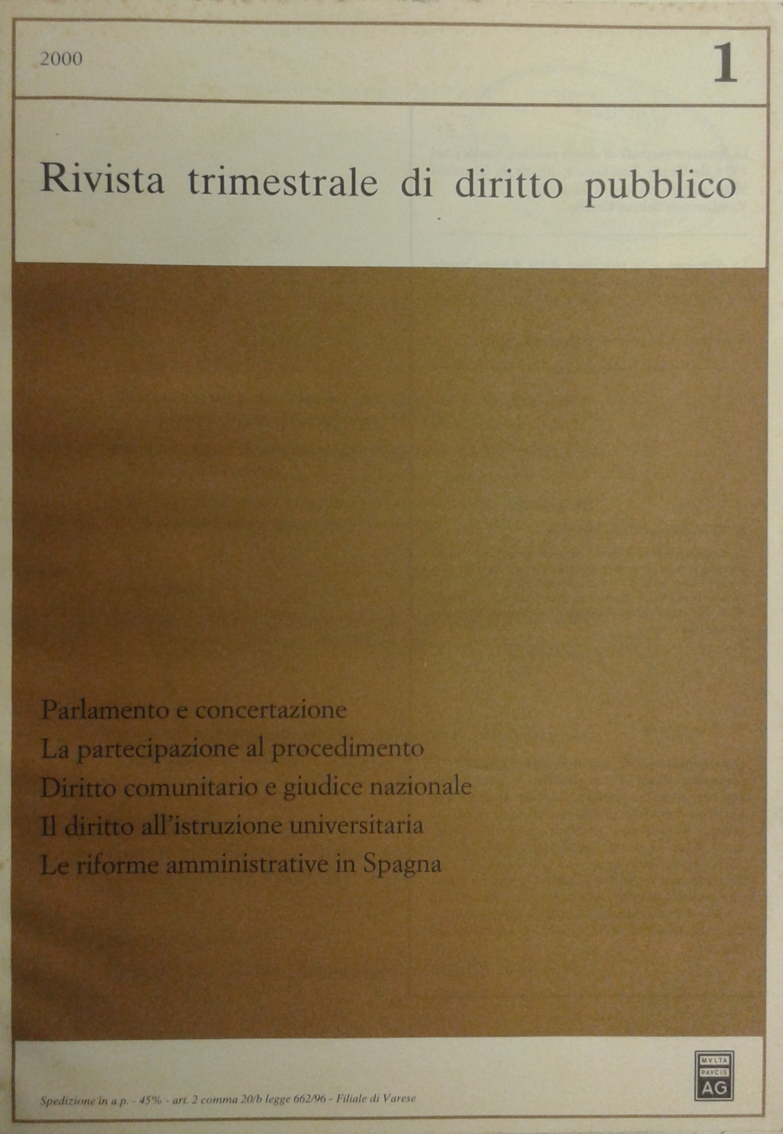 Rivista trimestrale di diritto pubblico.