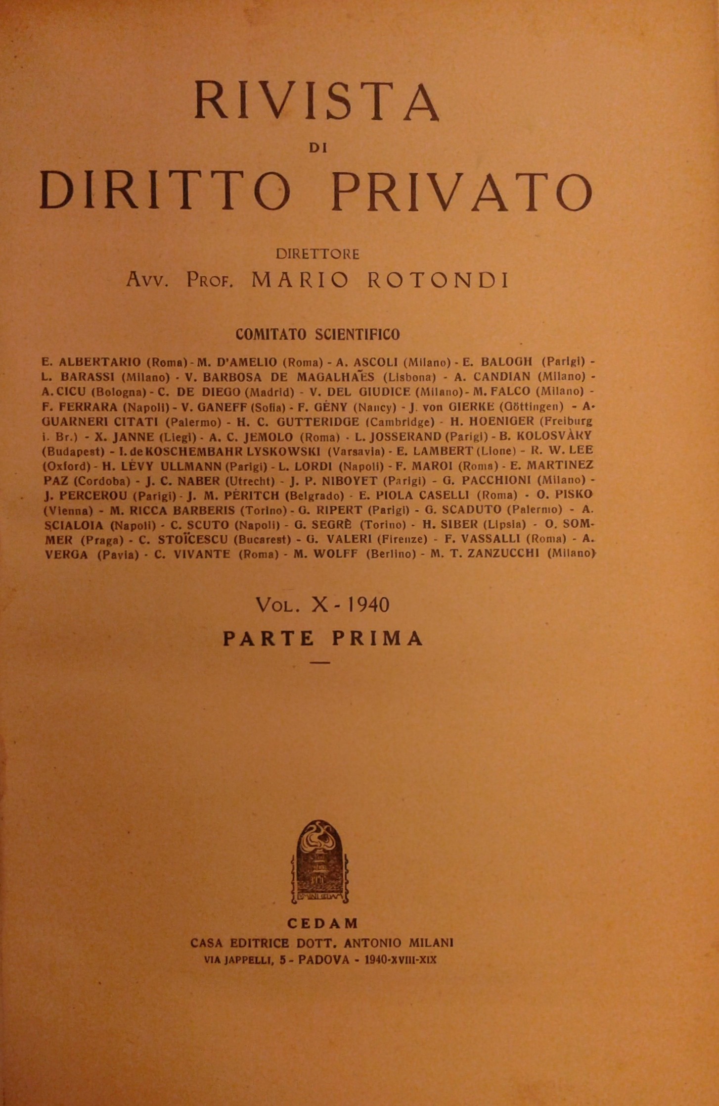 Rivista di diritto privato. Diretta da Mario Rotondi