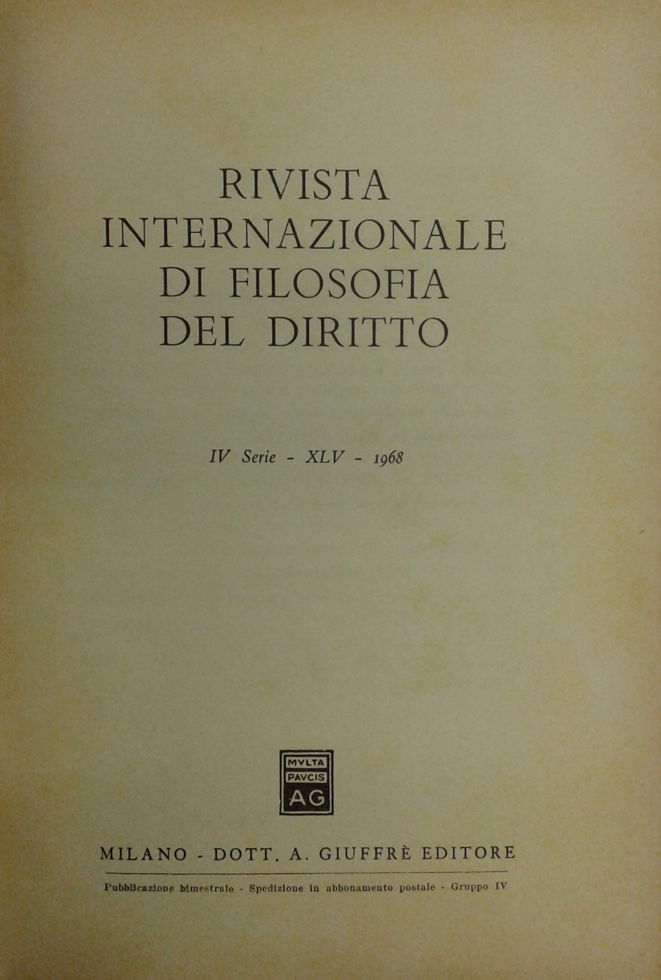 Rivista Internazionale di Filosofia del Diritto. 