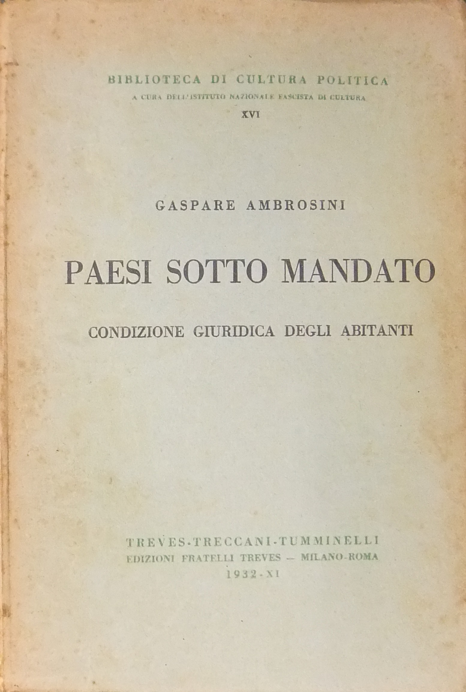 Paesi sotto mandato. Condizione giuridica degli abitanti