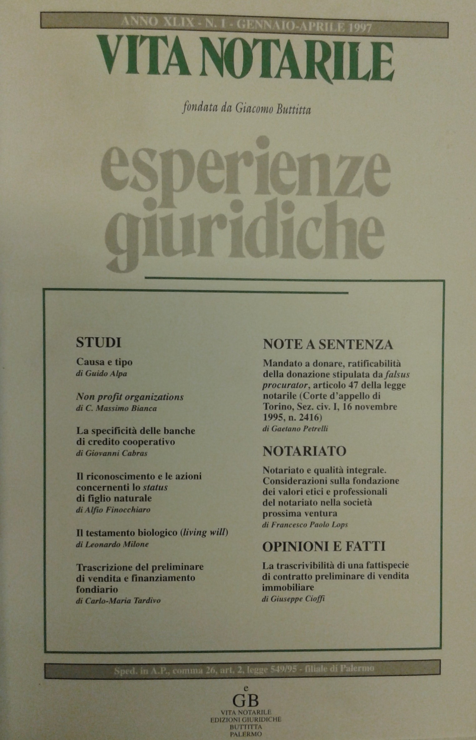 Vita Notarile. Esperienze giuridiche.