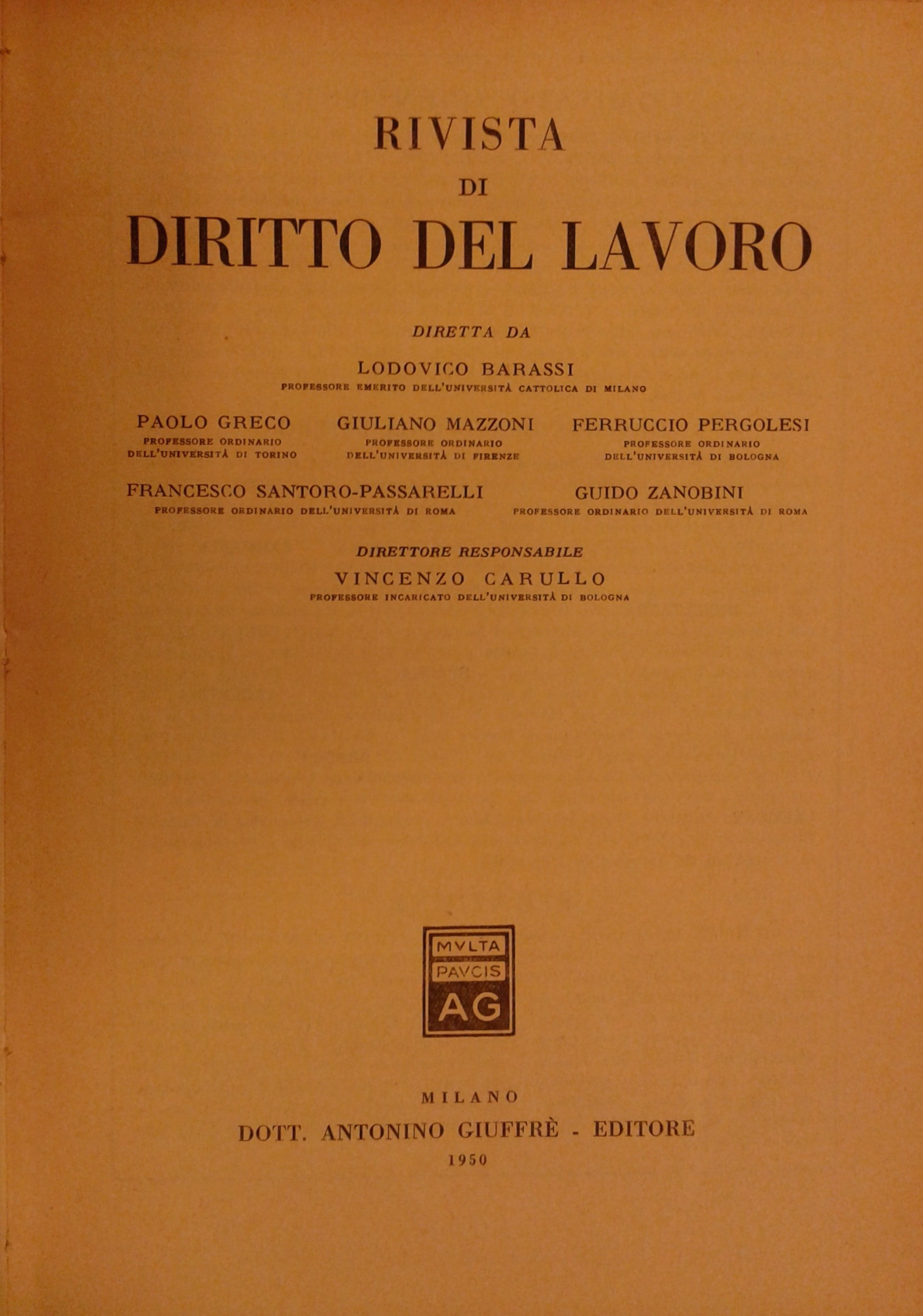Rivista di diritto del lavoro.