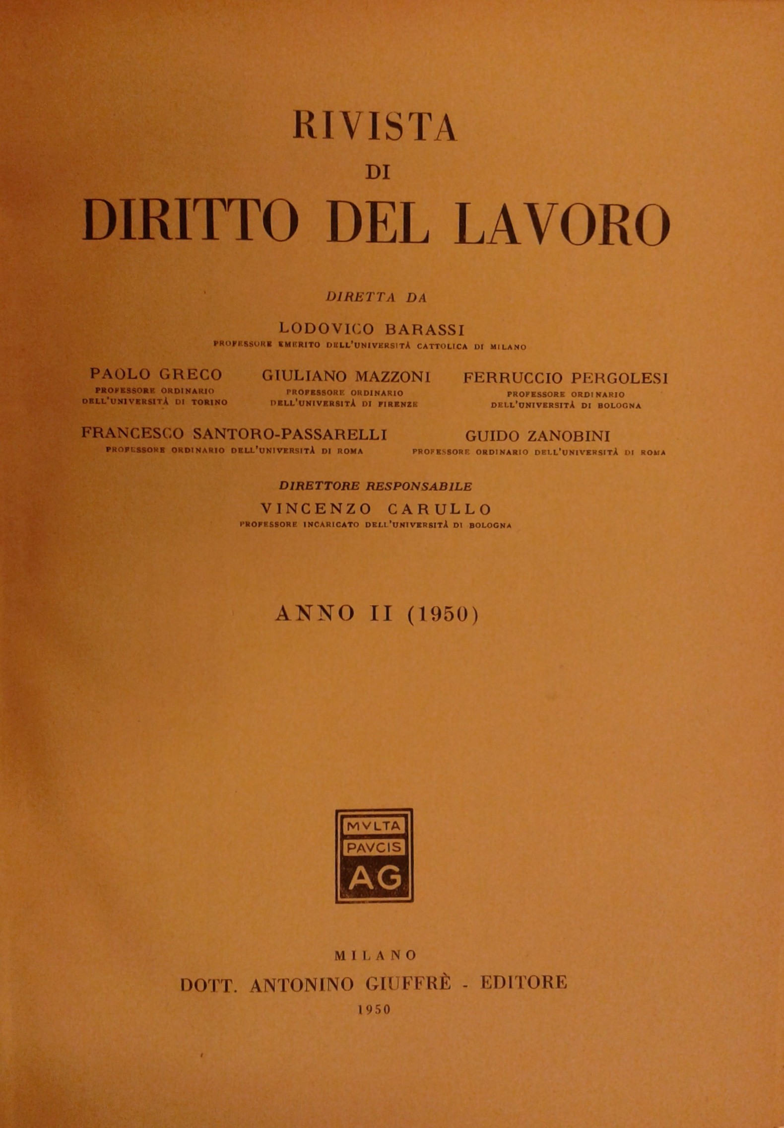Rivista di diritto del lavoro.