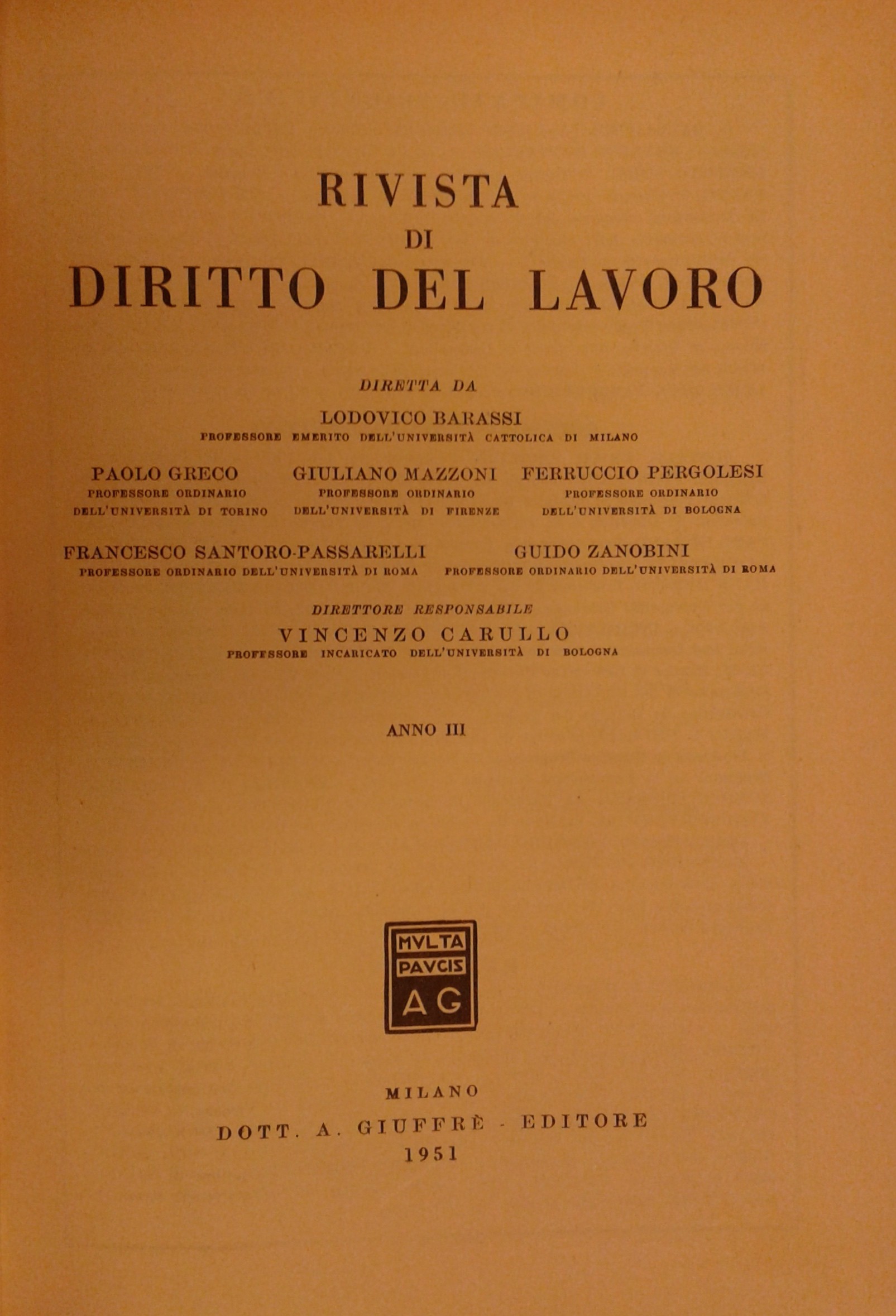 Rivista di diritto del lavoro.