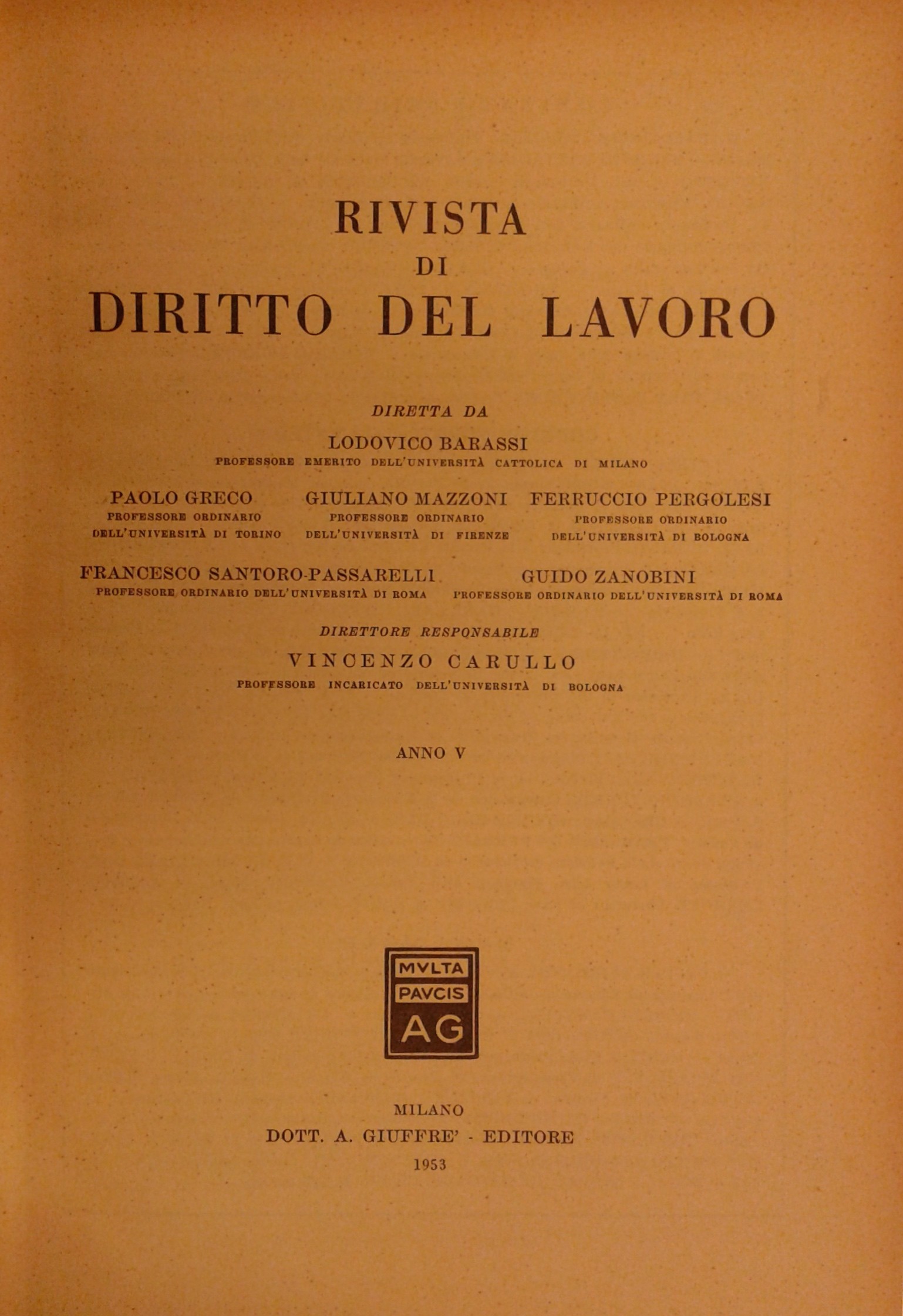 Rivista di diritto del lavoro.