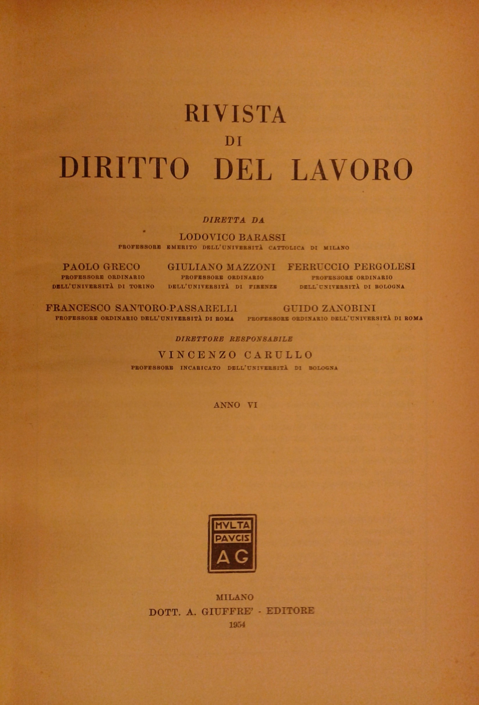 Rivista di diritto del lavoro.