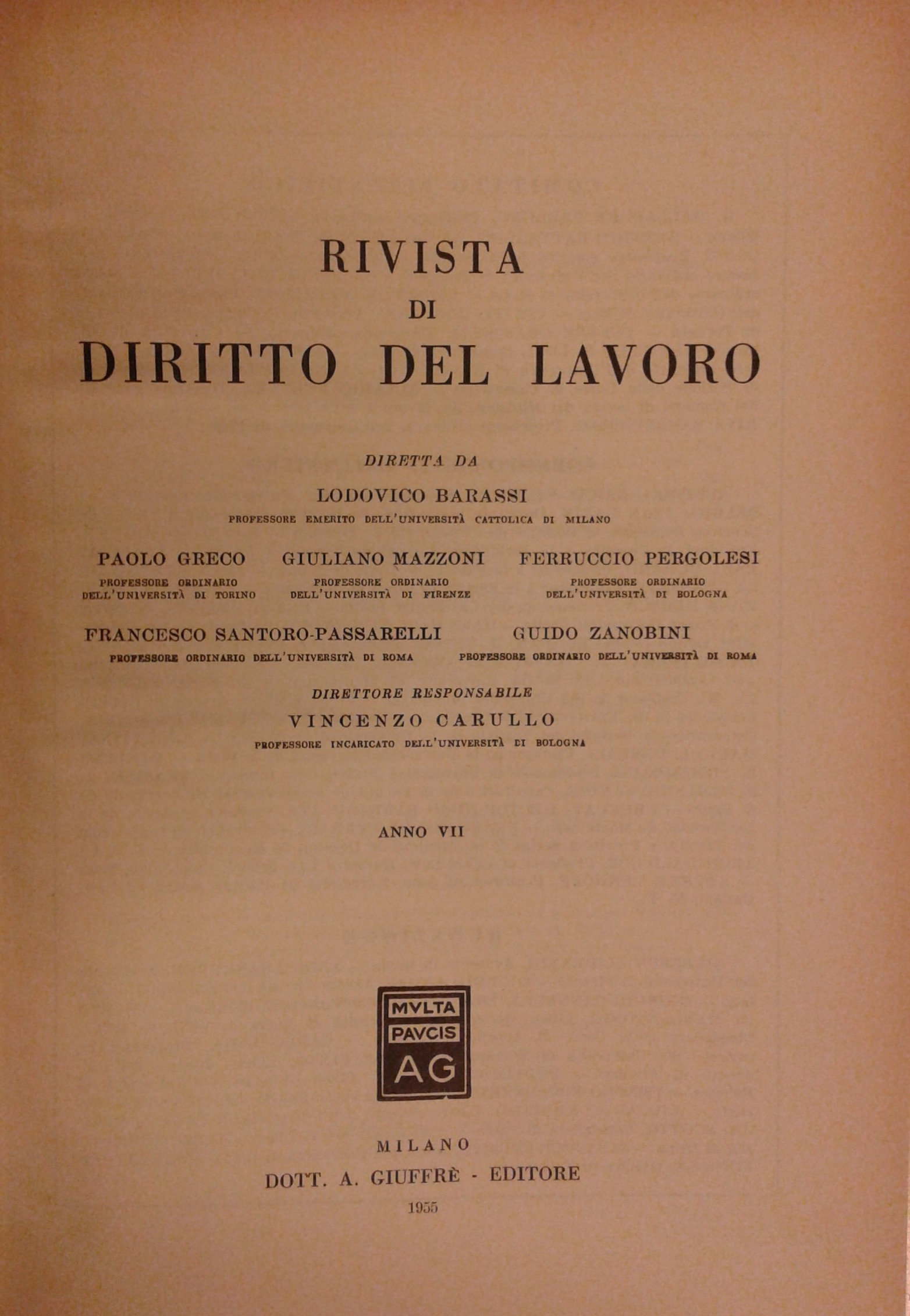Rivista di diritto del lavoro.