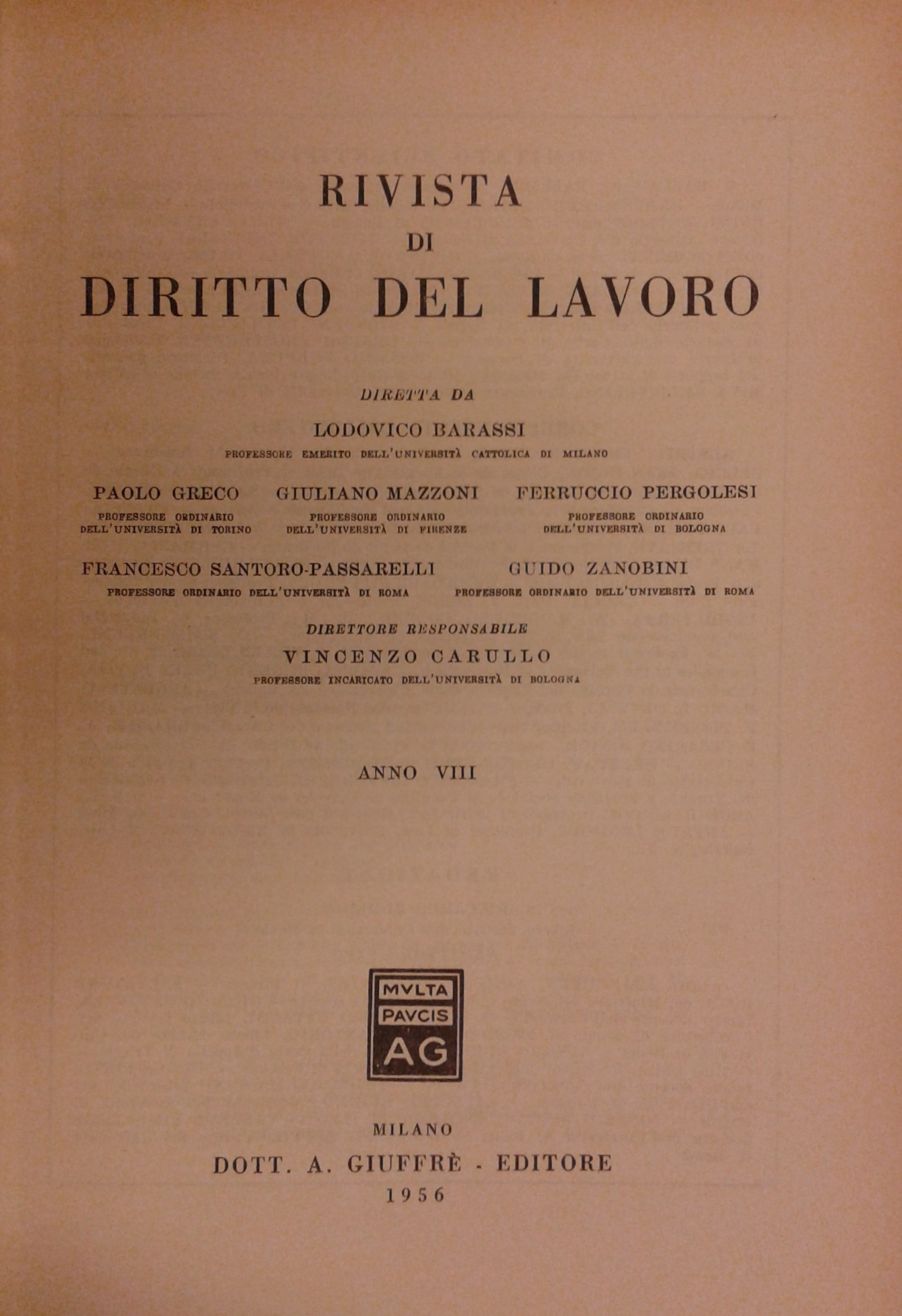 Rivista di diritto del lavoro.
