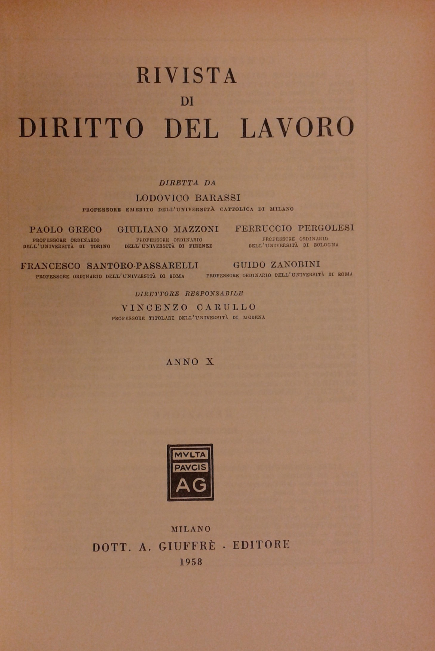 Rivista di diritto del lavoro.