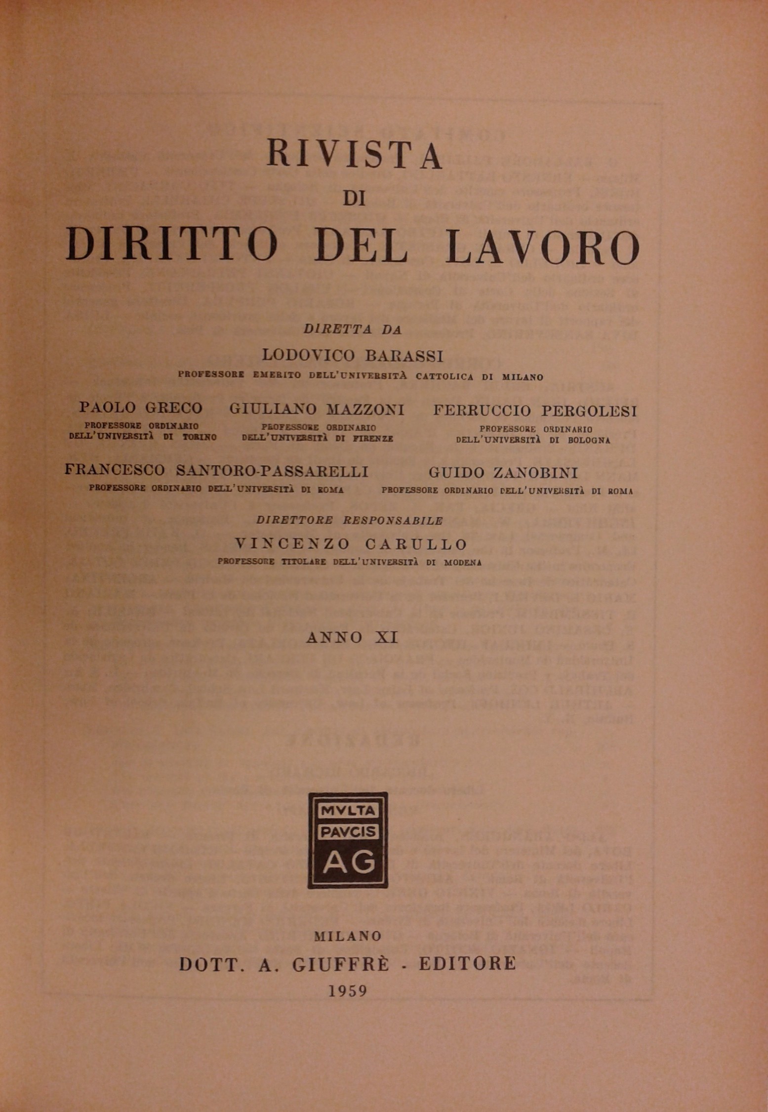 Rivista di diritto del lavoro.
